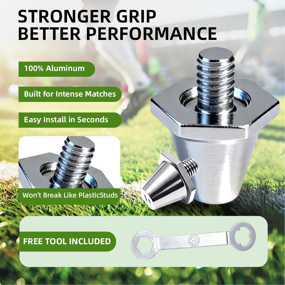 14 Pcs Aluminum Soccer Studs for Nike,Compatible with Puma Umbro M5 Thread Boots,Soft Ground Traction SG Cleats Spikes with Wrench, Lightweight Replacement Set - Image 4