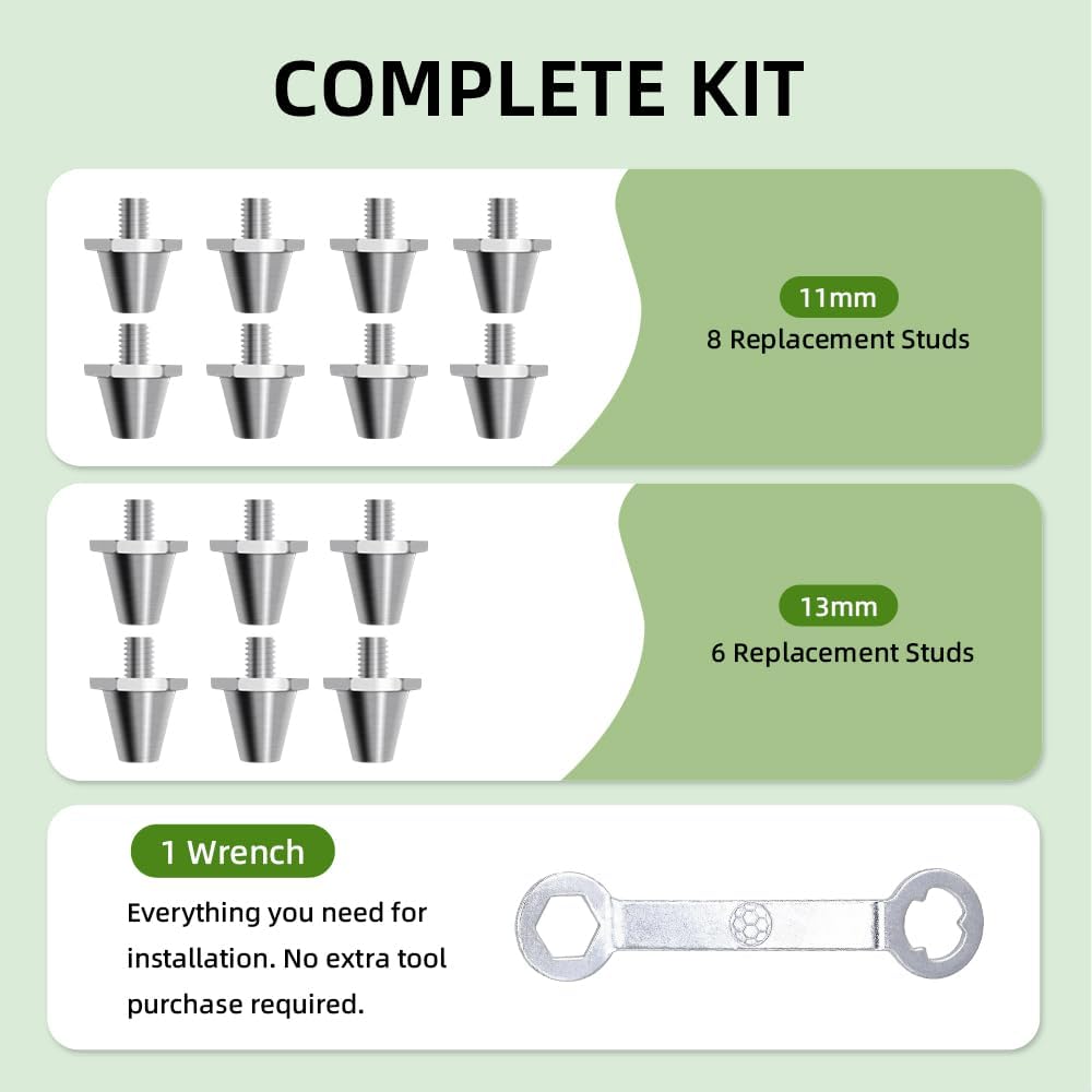 14 Pcs Aluminum Soccer Studs for Nike,Compatible with Puma Umbro M5 Thread Boots,Soft Ground Traction SG Cleats Spikes with Wrench, Lightweight Replacement Set - Image 7