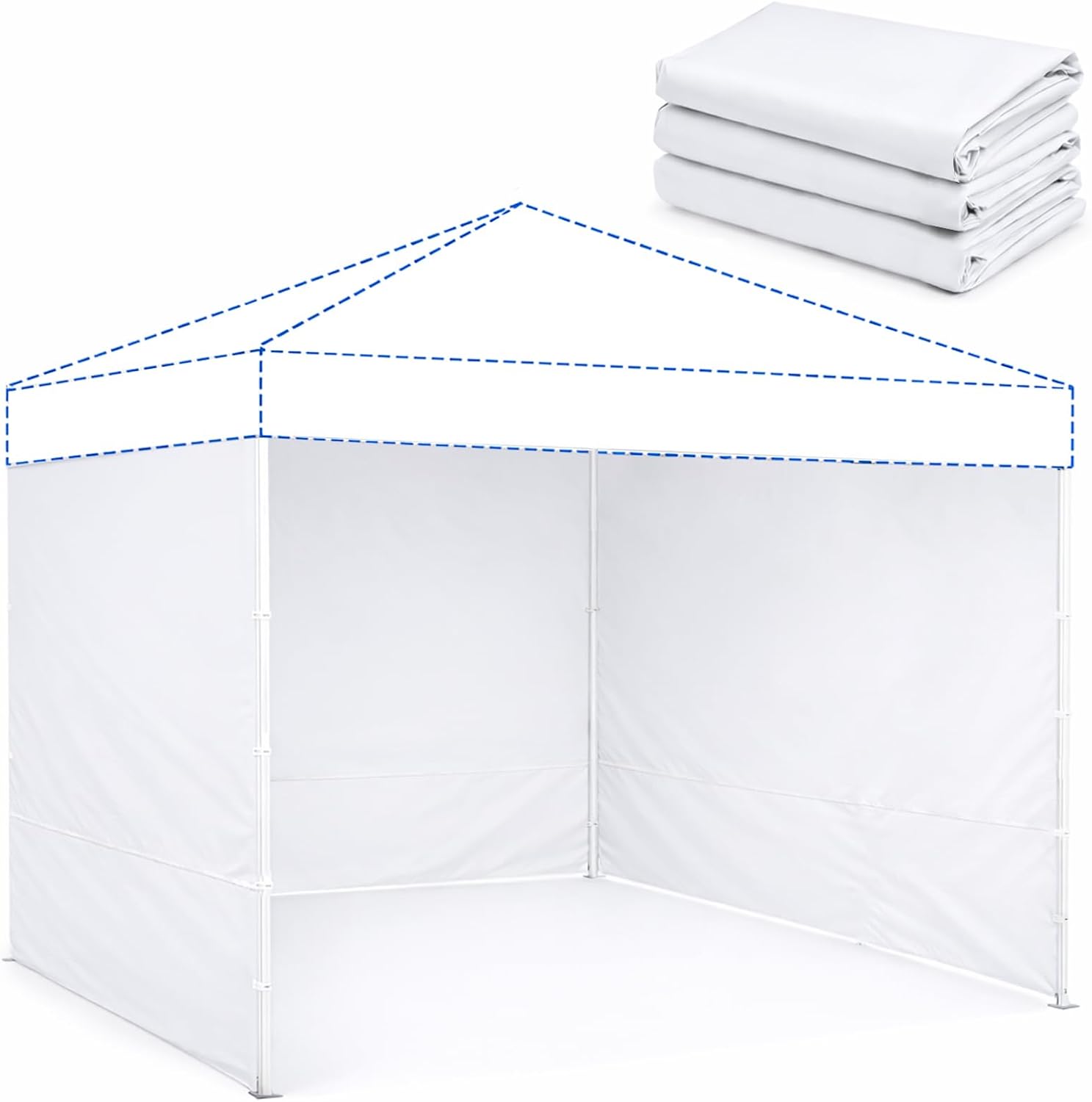 10 x 10 Canopy Sidewalls, 3 Pack Pop Up Canopy Walls, White | Sidewalls Only, Fits 10x10 Straight Leg Frames, 300D Oxford Fabric, Zipper Connections, Hook & Loop Straps