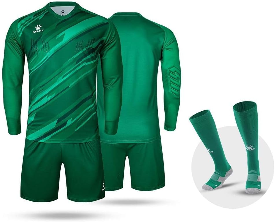 KELME Kids Goalie Shirt,Goalkeeper Jersey Padded Long Sleeve Soccer Football Training Uniform for Youth,Green Kid Size 12 - Image 4