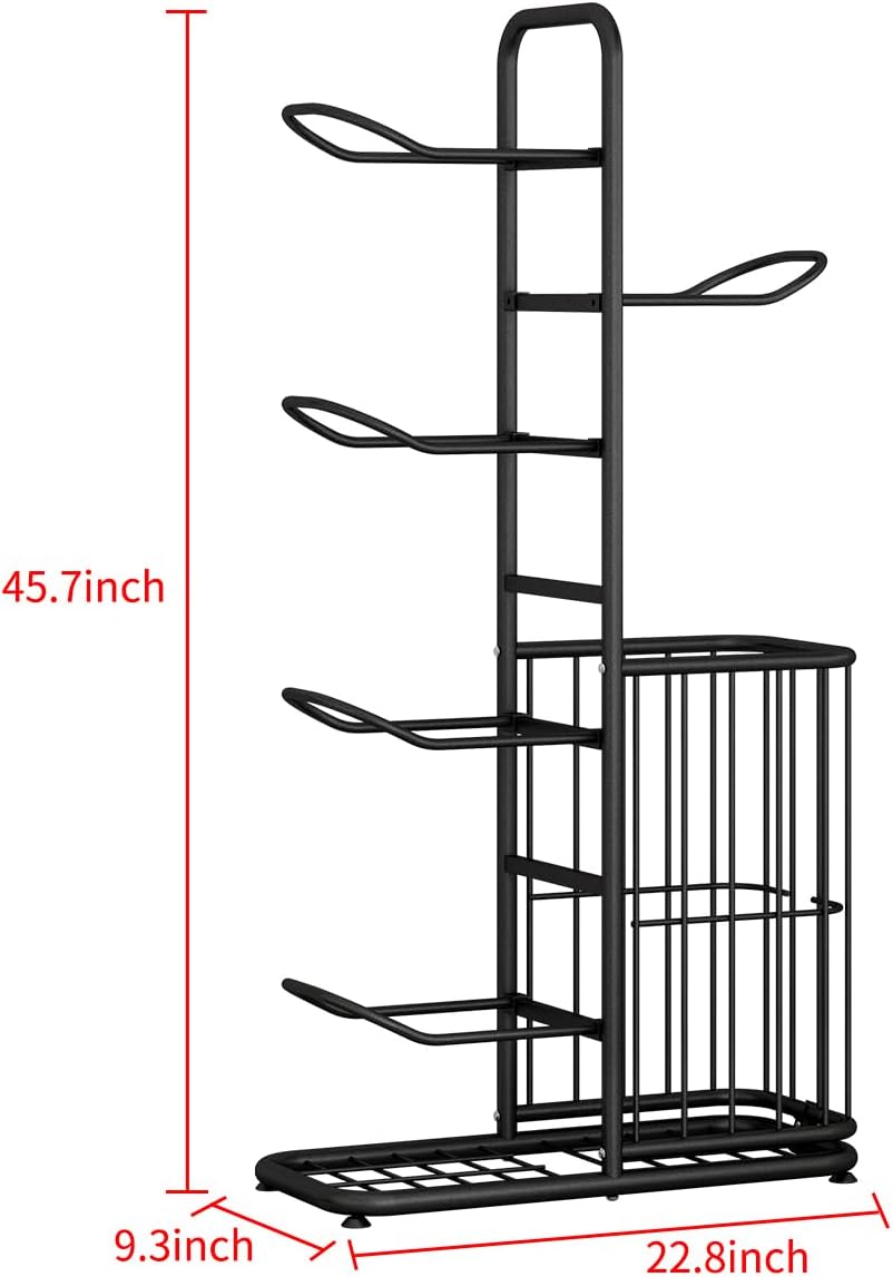 Multi-Function Sports Equipment Storage Racks - Adjustable and Durable Solutions for Organizing Balls, Toys, and Gear Indoors, in Garages, or Outdoors (5-tier-black-with Basket) - Image 2