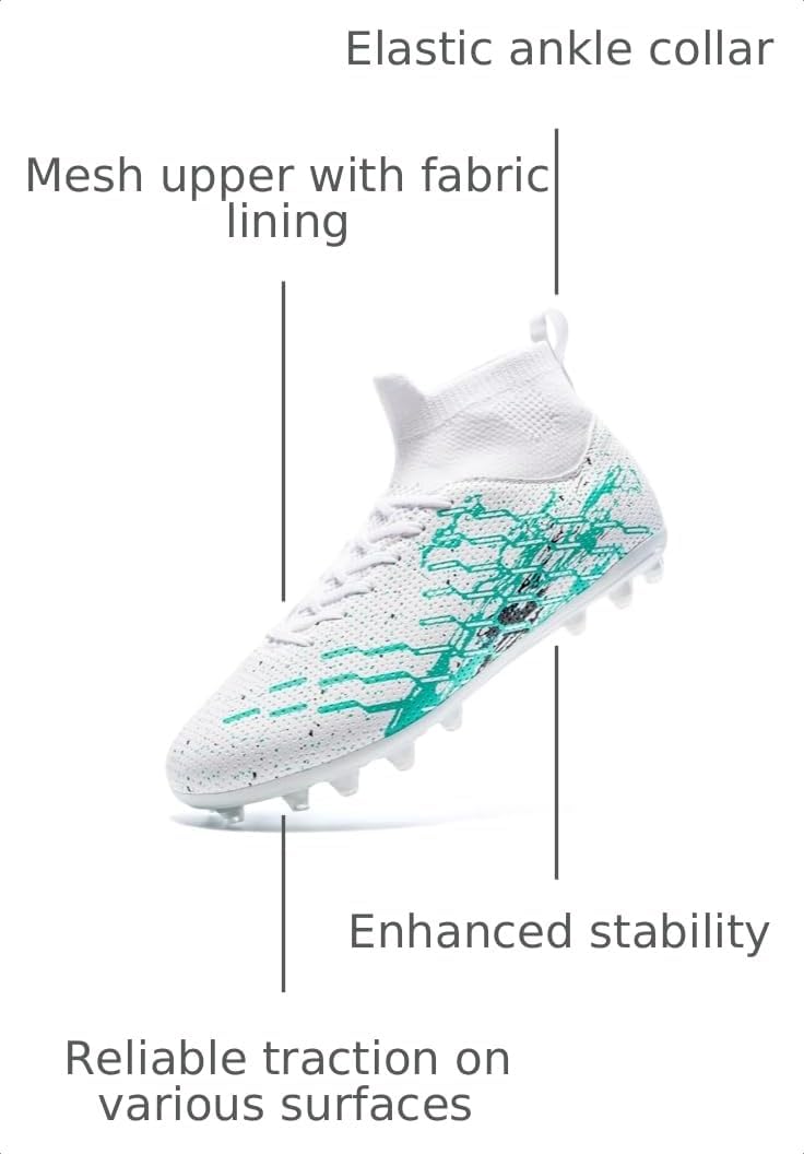 Unisex Soccer Cleats Lightweight No-Tie Lacing System Multi-Surface Football Shoes with Ankle Support for Beginners to Advanced Players - Image 3