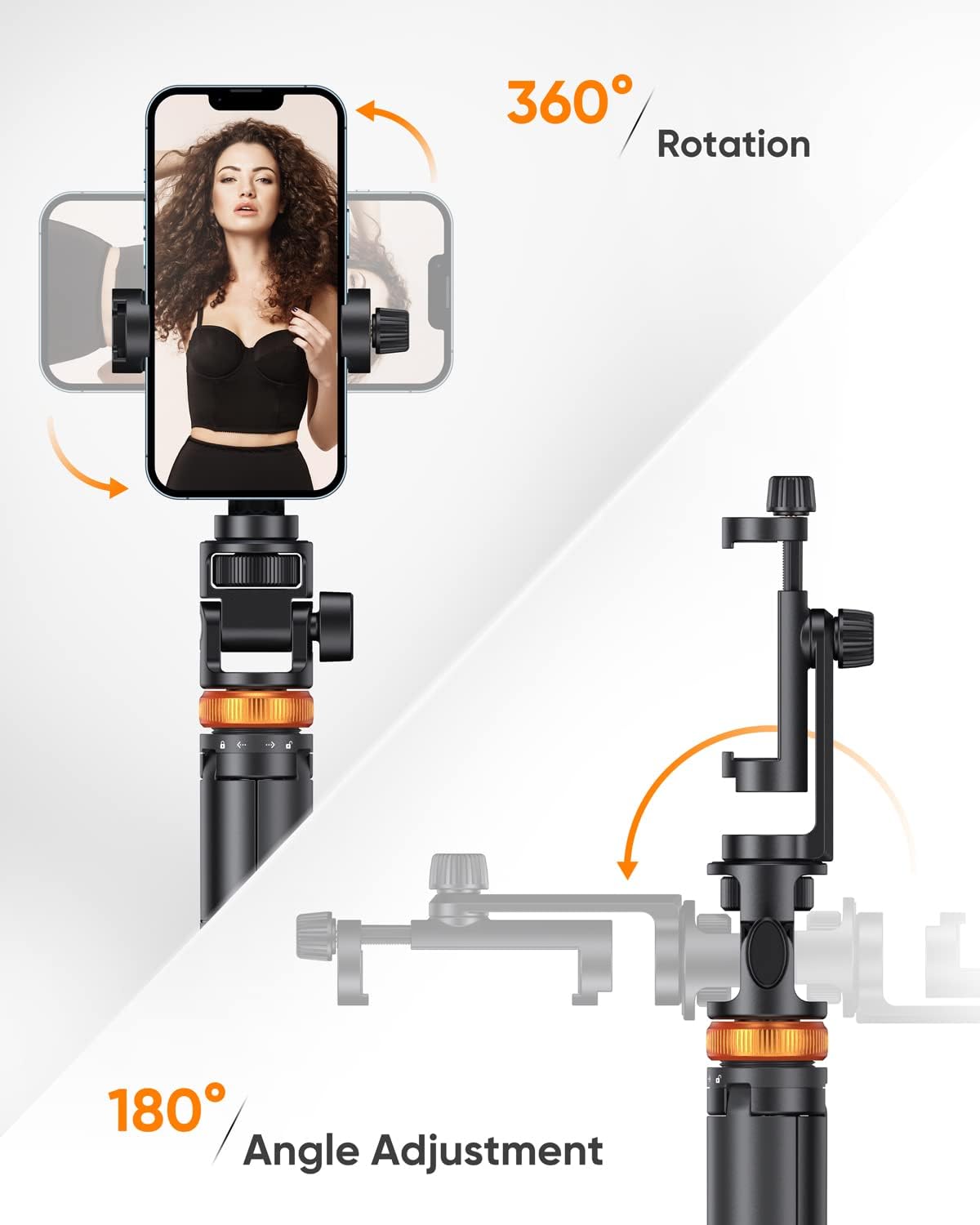 EUCOS 62" Phone Tripod, Tripod for iPhone & Selfie Stick with Remote | Extendable Cell Phone Stand & Ultimate Phone Holder, Solidest Phone Stand Compatible with iPhone/Android - Image 6