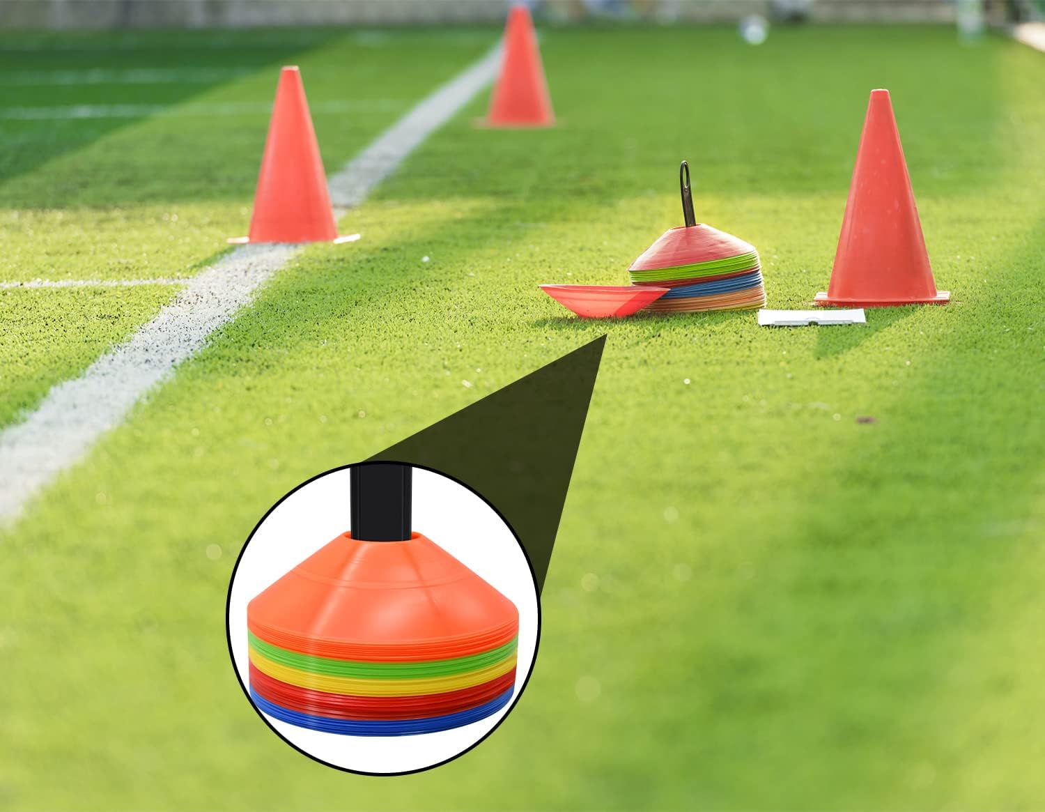 25/50/100pcs Disc Cones, Agility Soccer Cones with Carry Bag and Holder | for Sports Training, Football, Soccer, Basketball, Coaching, Practice Equipment - Image 7