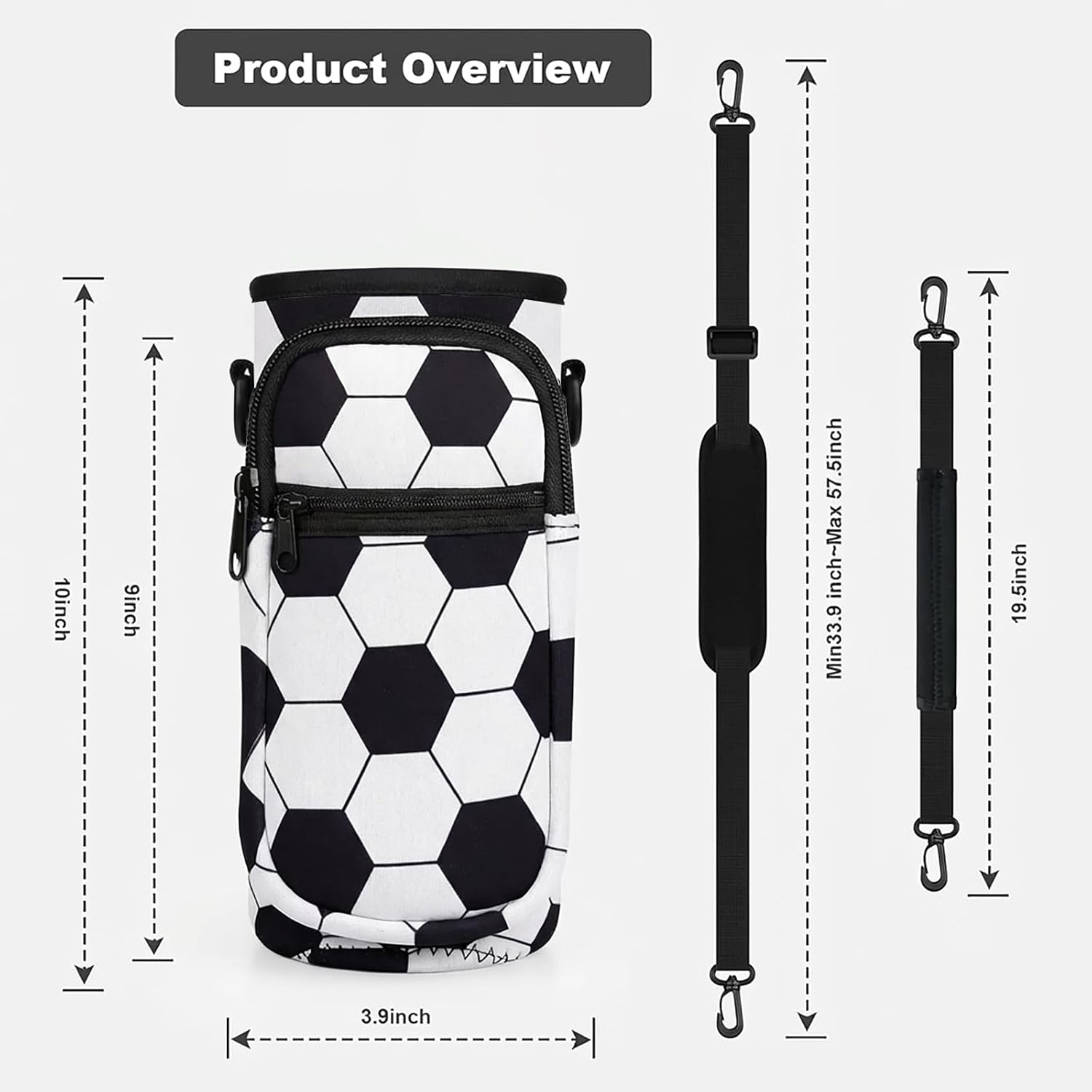 Crossbody Water Bottle Holder with Strap, Phone Pocket(SOCCER, 32, Ounces) | Insulated Neoprene, Sweat Proof Exterior, Dual Carry Options, Built-In Storage Slot, For Walking, Hiking, Camping And Gym - Image 2