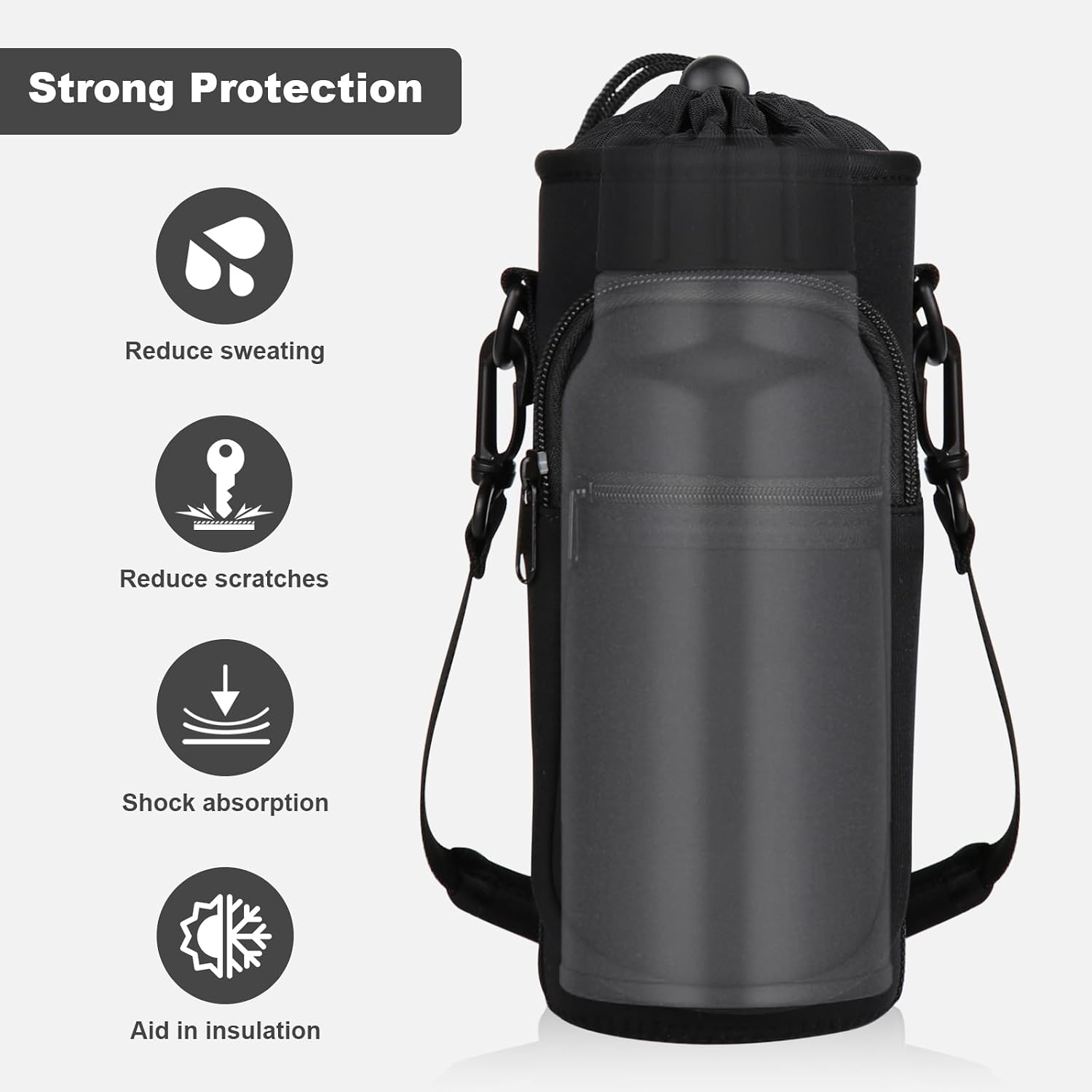 Crossbody Water Bottle Holder with Strap, Phone Pocket(SOCCER, 32, Ounces) | Insulated Neoprene, Sweat Proof Exterior, Dual Carry Options, Built-In Storage Slot, For Walking, Hiking, Camping And Gym - Image 4