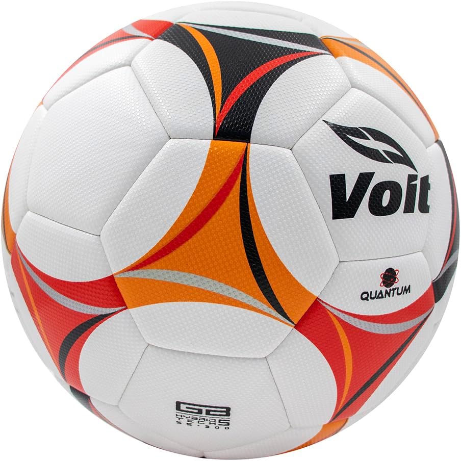 Voit Quantum Soccer Ball Size 5 - Premium PU Hybrid Match Ball with Abrasion-Resistant Cover - All-Surface Liga MX Soccer Balls for Grass or Turf - Play Like a Pro with Orange/Red/Black Soccer Ball - Image 3