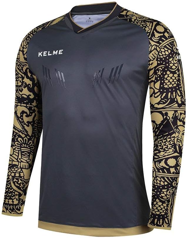 KELME Kids Padded Goalie Shirt,Youth Goalkeeper Jersey,Long Sleeve Soccer Football Training Uniform