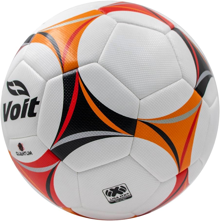 Voit Quantum Soccer Ball Size 5 - Premium PU Hybrid Match Ball with Abrasion-Resistant Cover - All-Surface Liga MX Soccer Balls for Grass or Turf - Play Like a Pro with Orange/Red/Black Soccer Ball - Image 2