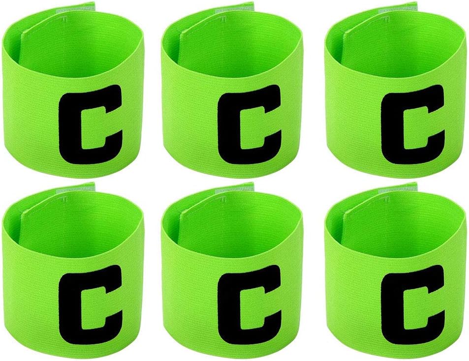 6 Pieces Elastic Soccer Captain Armband Adjustable Football Basketball Player Bands for Adult Youth