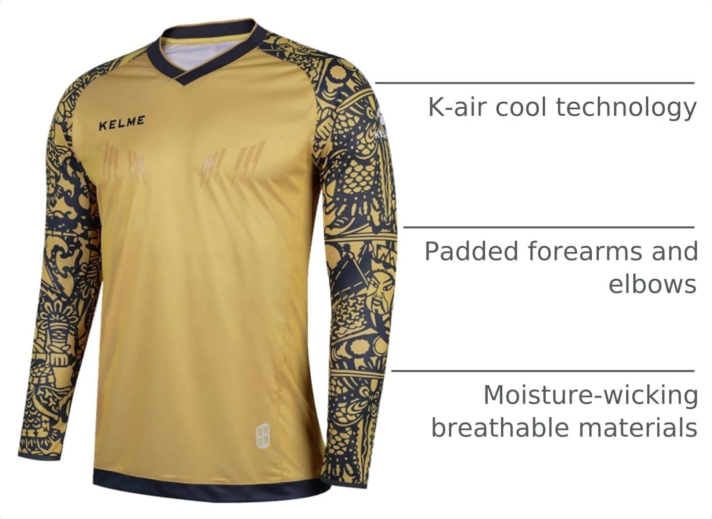KELME Kids Padded Goalie Shirt,Youth Goalkeeper Jersey,Long Sleeve Soccer Football Training Uniform - Image 3