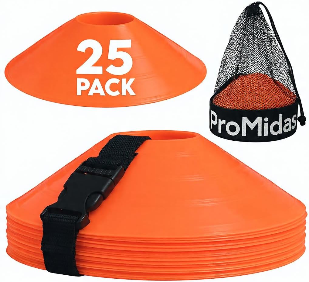 Disc Soccer Cones for Training Kids - 25/50/100/200 Small Plastic Cones for Sports Training - Flexible Conos for Soccer Practice Equipment, Basketball & Football Drills Equipment