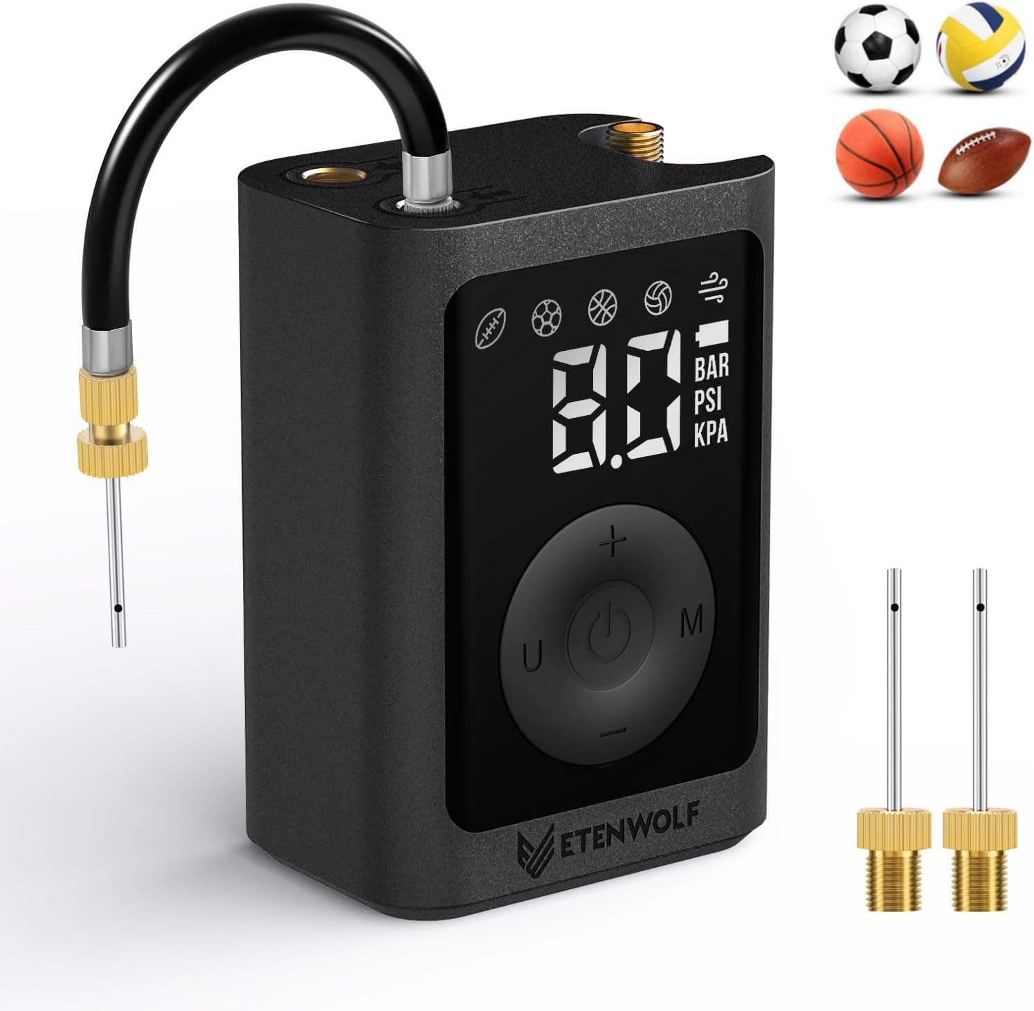 ETENWOLF P300 Plus Ball Pump, Electric Basketball Pump Inflation Deflation | with 3200 mAh Rechargeable Battery and 2 Needles, Air Pump for All Sports Balls