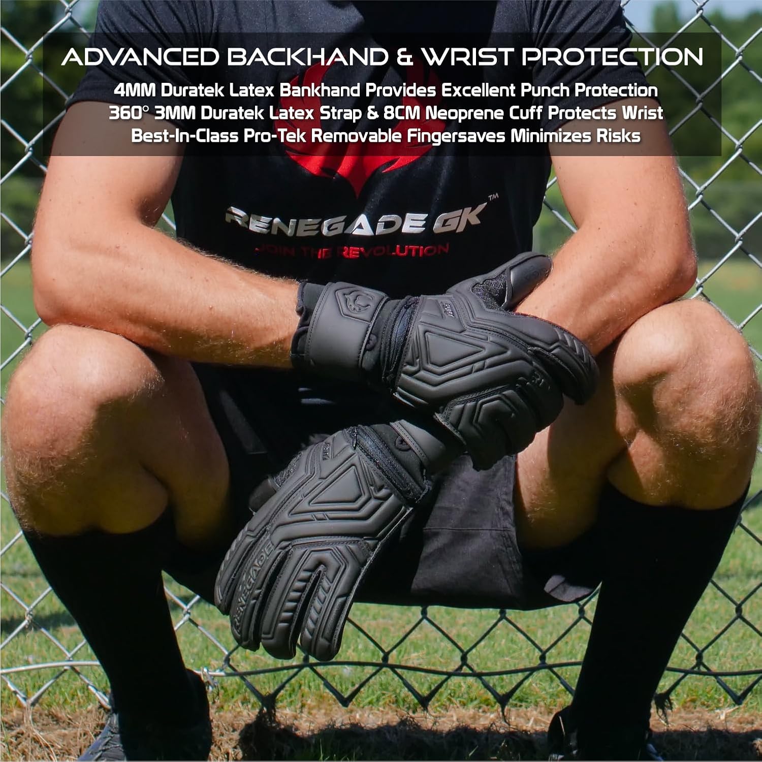Renegade GK Fury Goalie Gloves with Microbe-Guard - Adult, Youth, Kids (Sizes 6-11) Pro-Tek Fingersaves & 4+3MM Giga Grip | High Performance Pro-Level Goalkeeper Glove | Based in USA - Image 6
