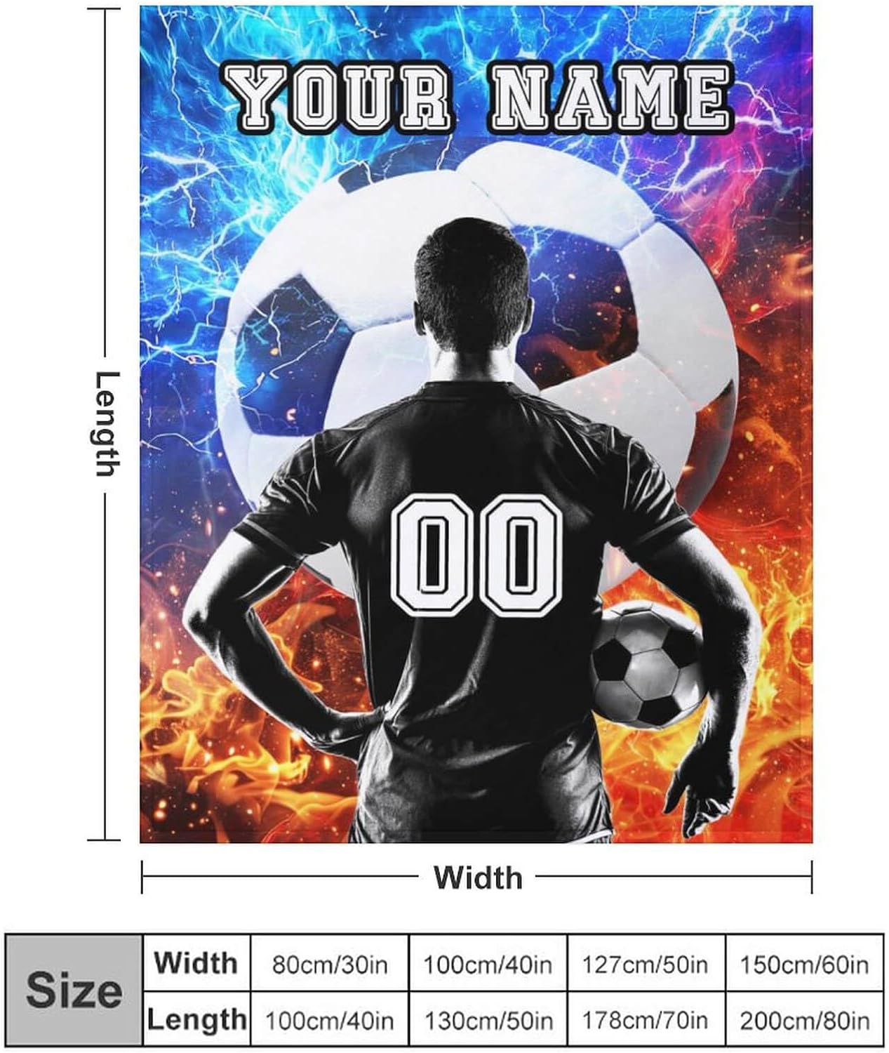 Personalized Soccer Throw Blanket 50"x40" for Kids Girls Boys | Soft, Lightweight, Cozy for All Season Use, Warm Flannel Sports Themed Blankets for Sofa, Lap, Chair - Image 3