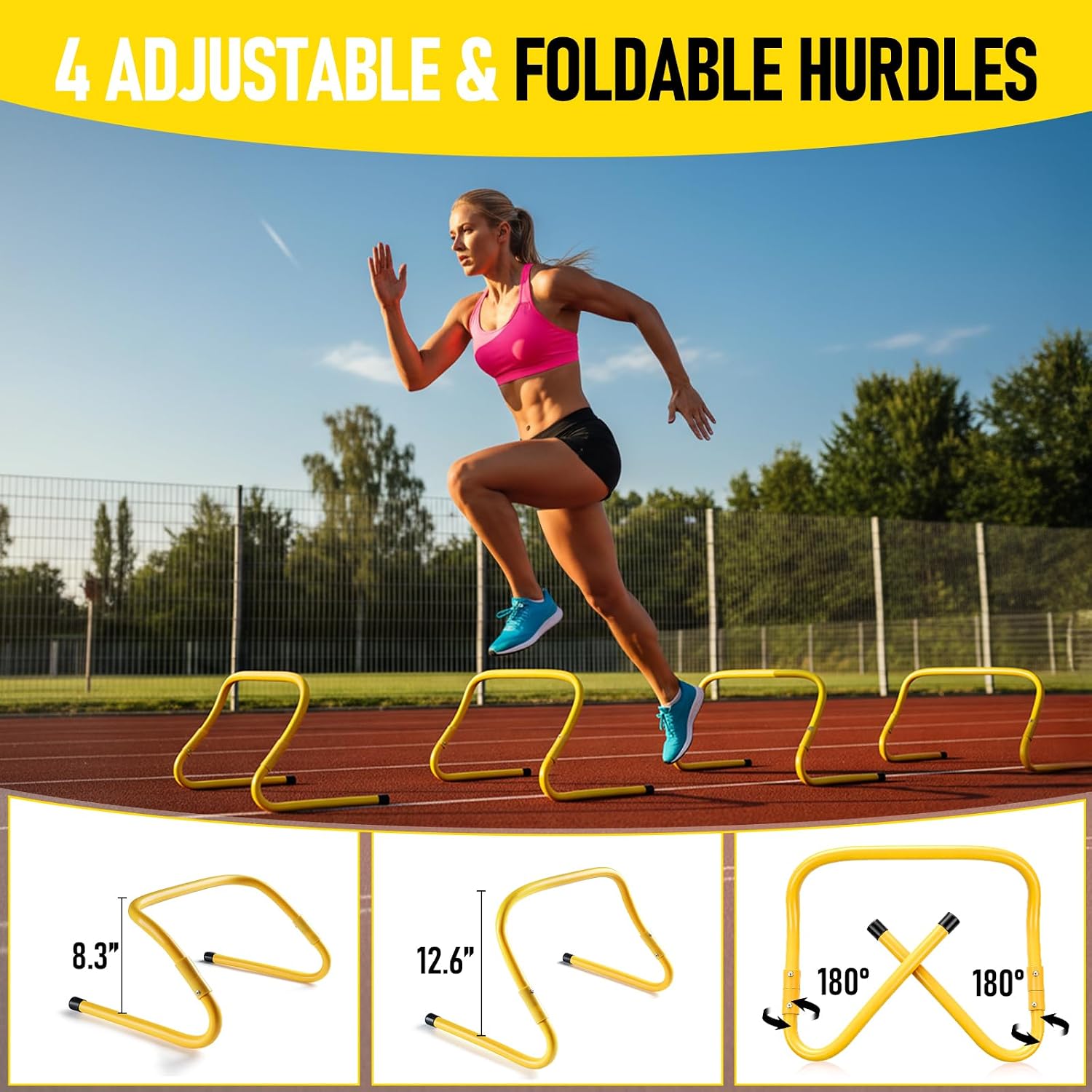 Agility Ladder,Soccer Training Equipment Set,20ft Speed Ladder,4 Agility Hurdles,Football Basketball Training Equipment,Football Accessories for Kids Youth Adults | Footwork, Speed & Agility Training - Image 4