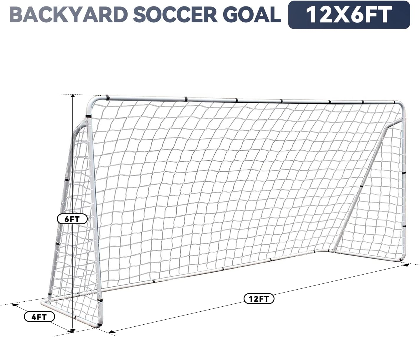 ZENY Portable Soccer Goal, Backyard, Training and Tounament Size | 12x6, 6x4, 24x8 ft Steel Frame Goal, All Weather Net, Indoor Outdoor Backyard Training Soccer Goal for Youth Adults - Image 3