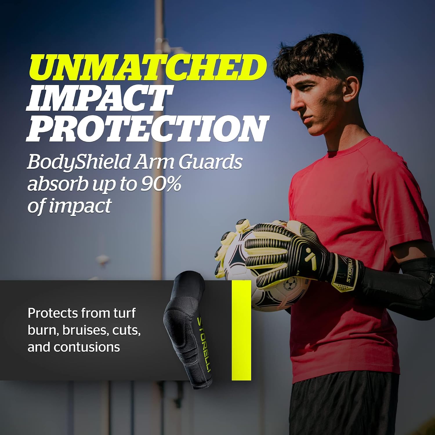 Storelli BodyShield Arm Guards, Protective Goalie Elbow Pads for Soccer & High Impact Sports with XRD Extreme Impact Protection, 1 Pair - Image 2