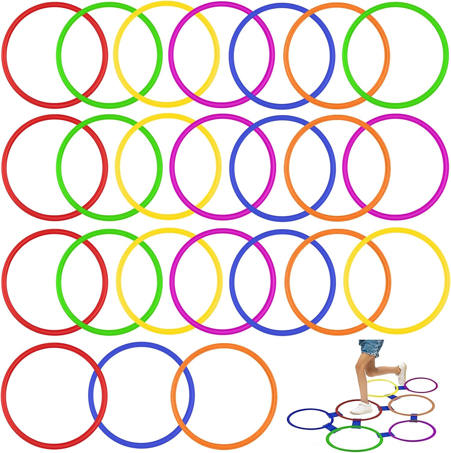 Mototo 24/30/48/96 Pack Agility Rings 15 Inch Speed Training Hopscotch Rings Plastic Circle Jumping Hoops Agility Hurdles for Athlete Exercise Soccer Football Gymnastics Games Practice Footwork