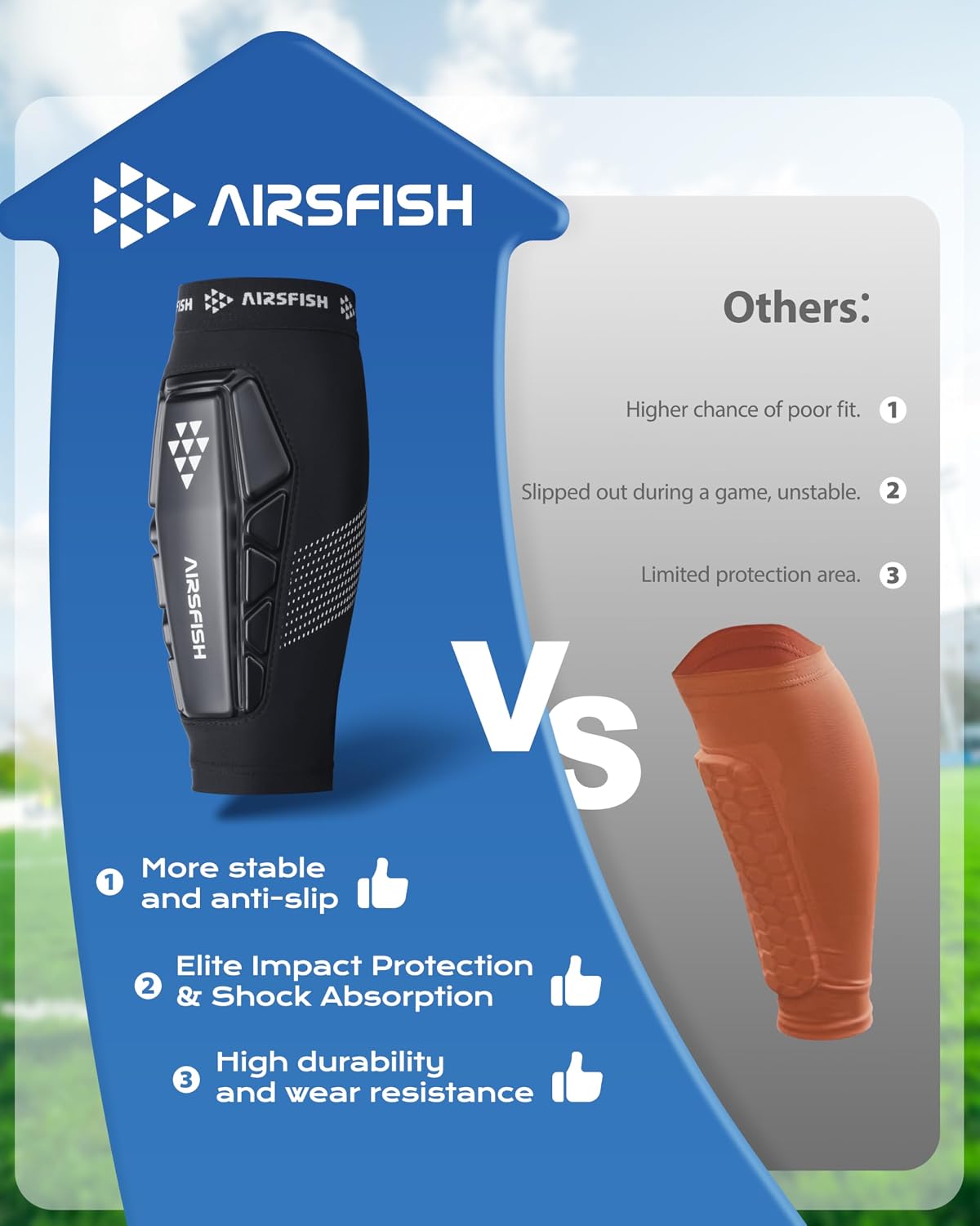 Soccer Shin Guards for Kid Youth, Protective Shin Defender Sleeve | Impact-Resistant Material | Breathable | Lightweight | Anti-slip Grip | Integrated One-Piece Tibia Protect | Machine-washable - Image 3