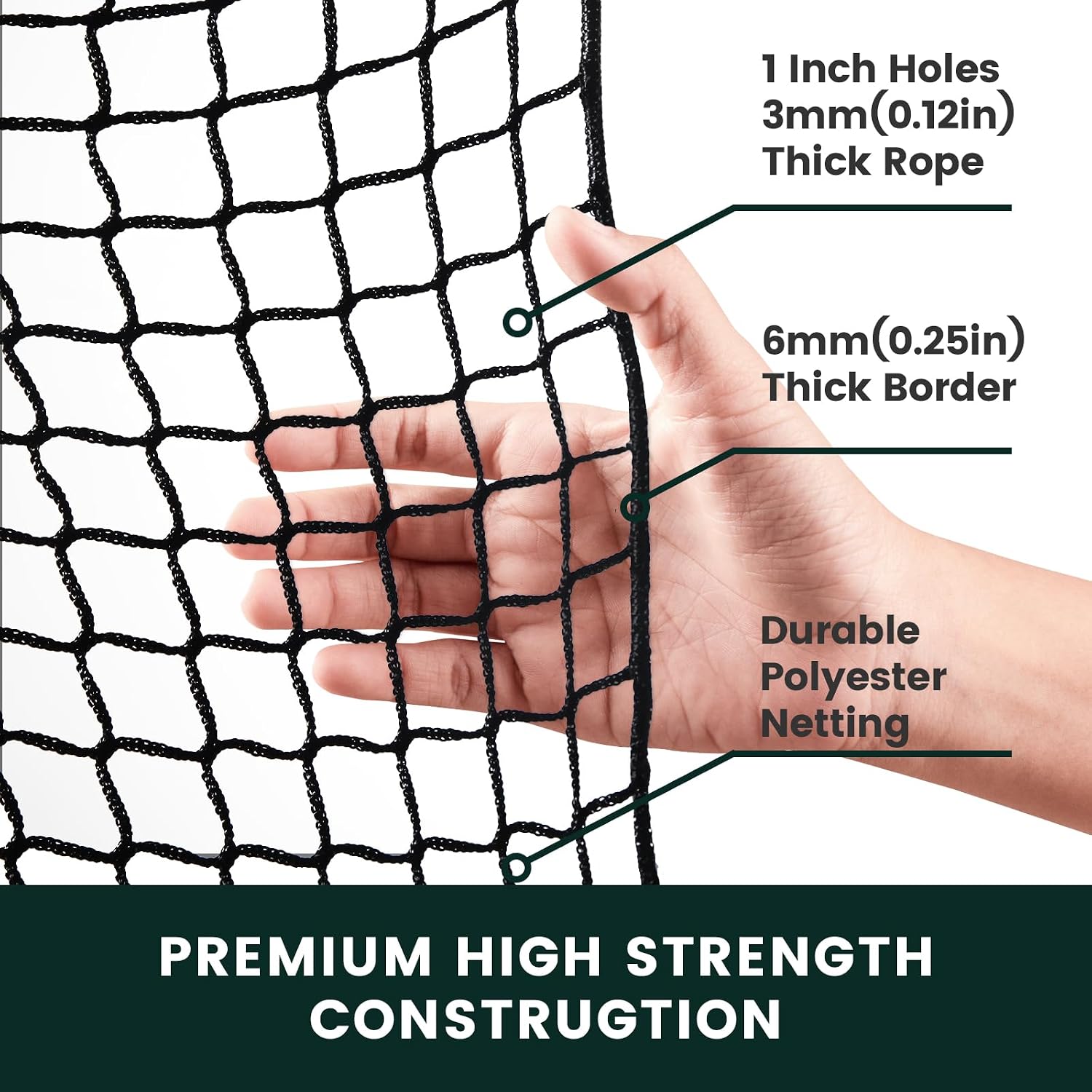 Sports Netting,Golf Practice Net Hitting Net Large | with 33ft Rope/4 hooks/12 elastic ropes, also for Hockey, Soccer, LAX, Baseball, Indoor and Outdoor - Image 6