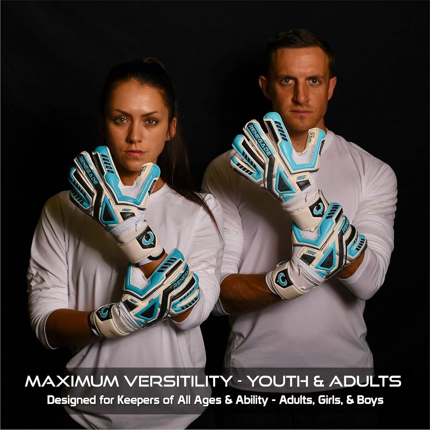 Renegade GK Fury Goalie Gloves with Microbe-Guard - Adult, Youth, Kids (Sizes 6-11) Pro-Tek Fingersaves & 4+3MM Giga Grip | High Performance Pro-Level Goalkeeper Glove | Based in USA - Image 2