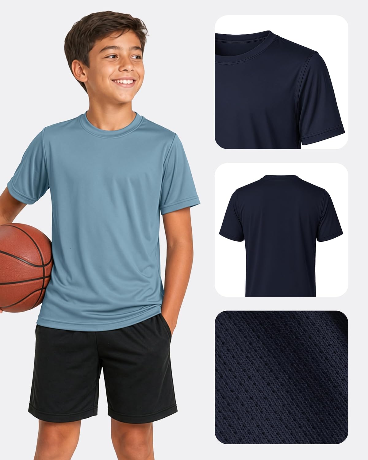 PURE CHAMP Boys Athletic Shirts 6 Pack Dry Fit Short Sleeve Boys Tshirts Basketball Baseball Soccer Tee Kids Youth & Teens - Image 3