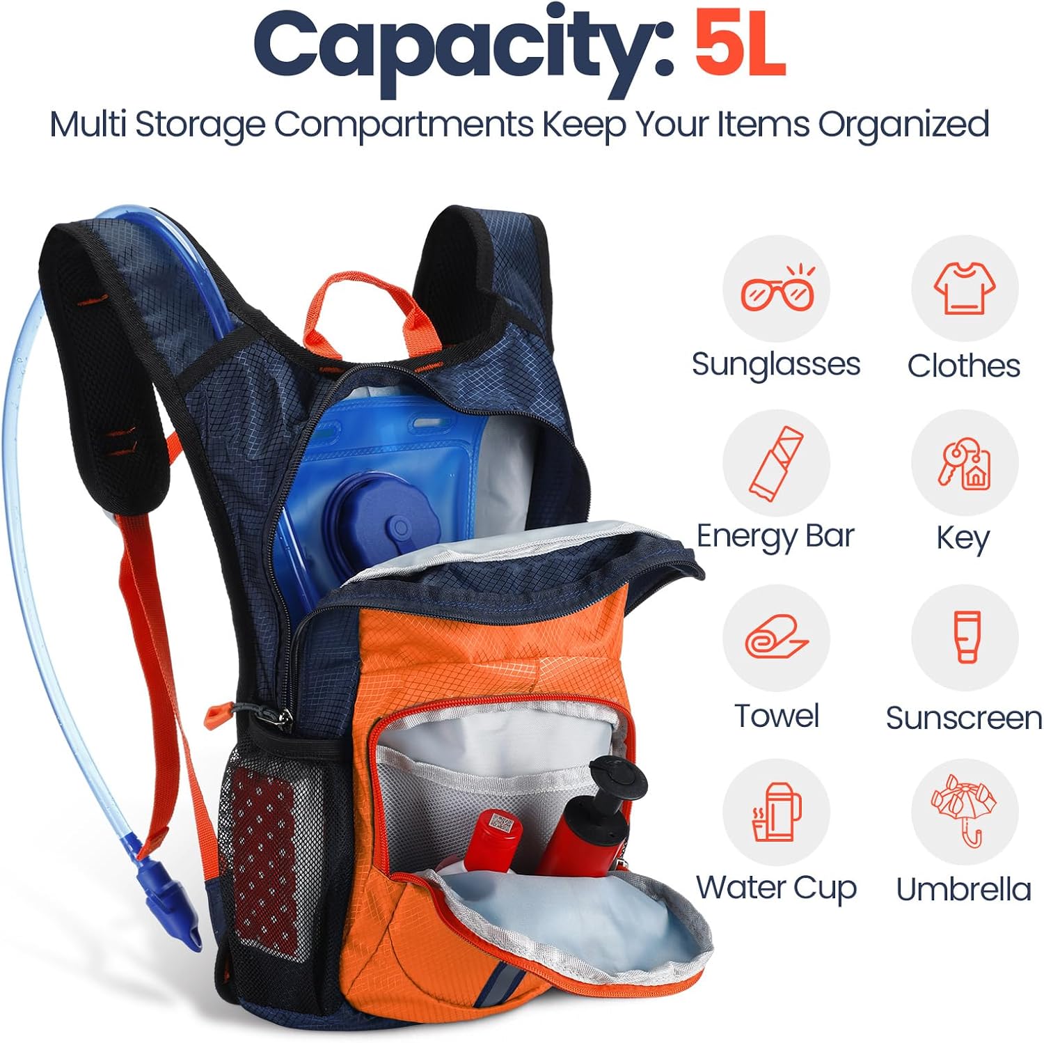 Shinylin Kids Hydration Backpack with 1.5L Water Bladder Hiking Backpack Lightweight for Boys or Girls Children Biking Climbing Running Cycling - Image 4