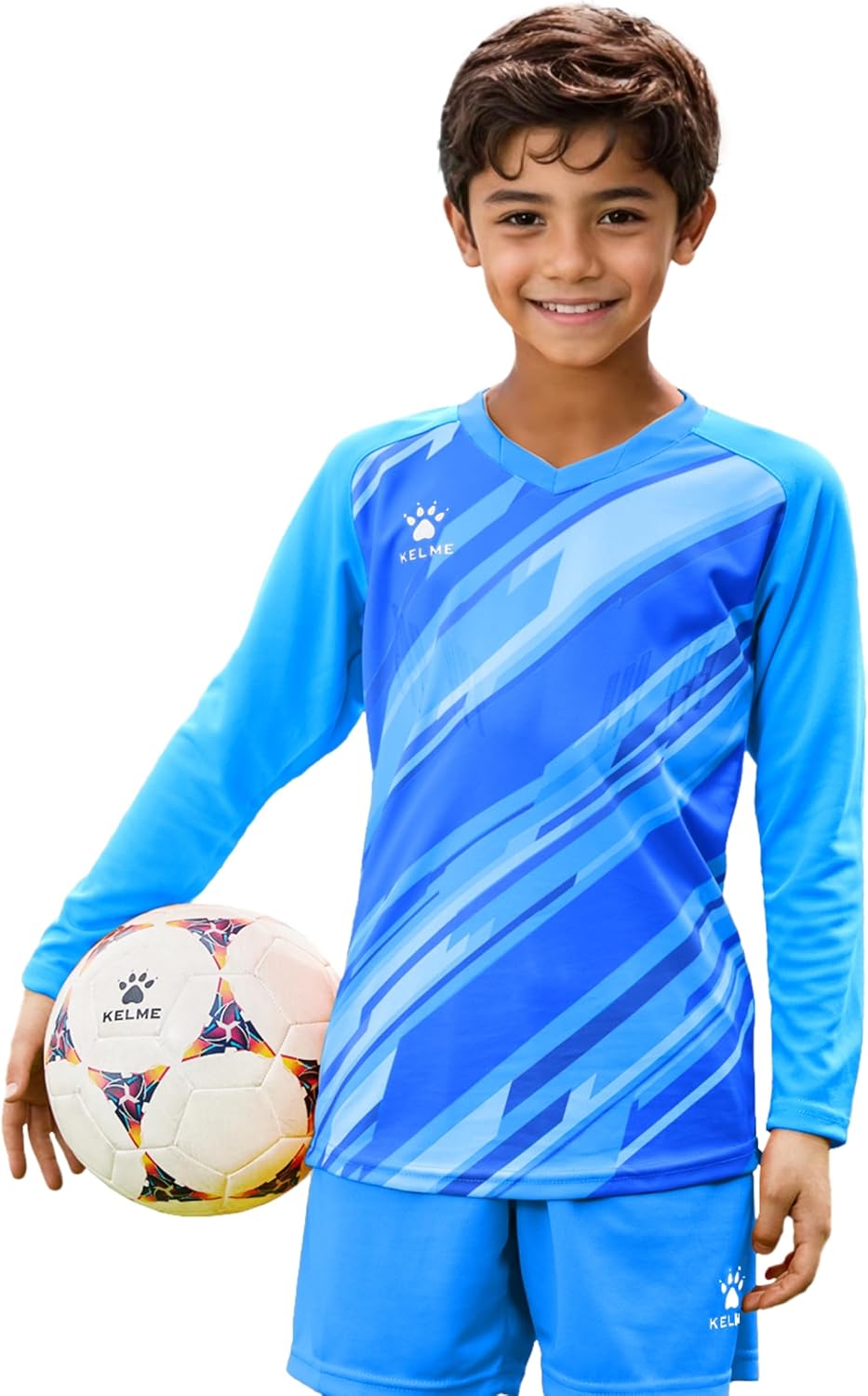 KELME Kids Goalie Shirt,Goalkeeper Jersey Padded Long Sleeve Soccer Football Training Uniform for Youth,Blue Kid Size 10