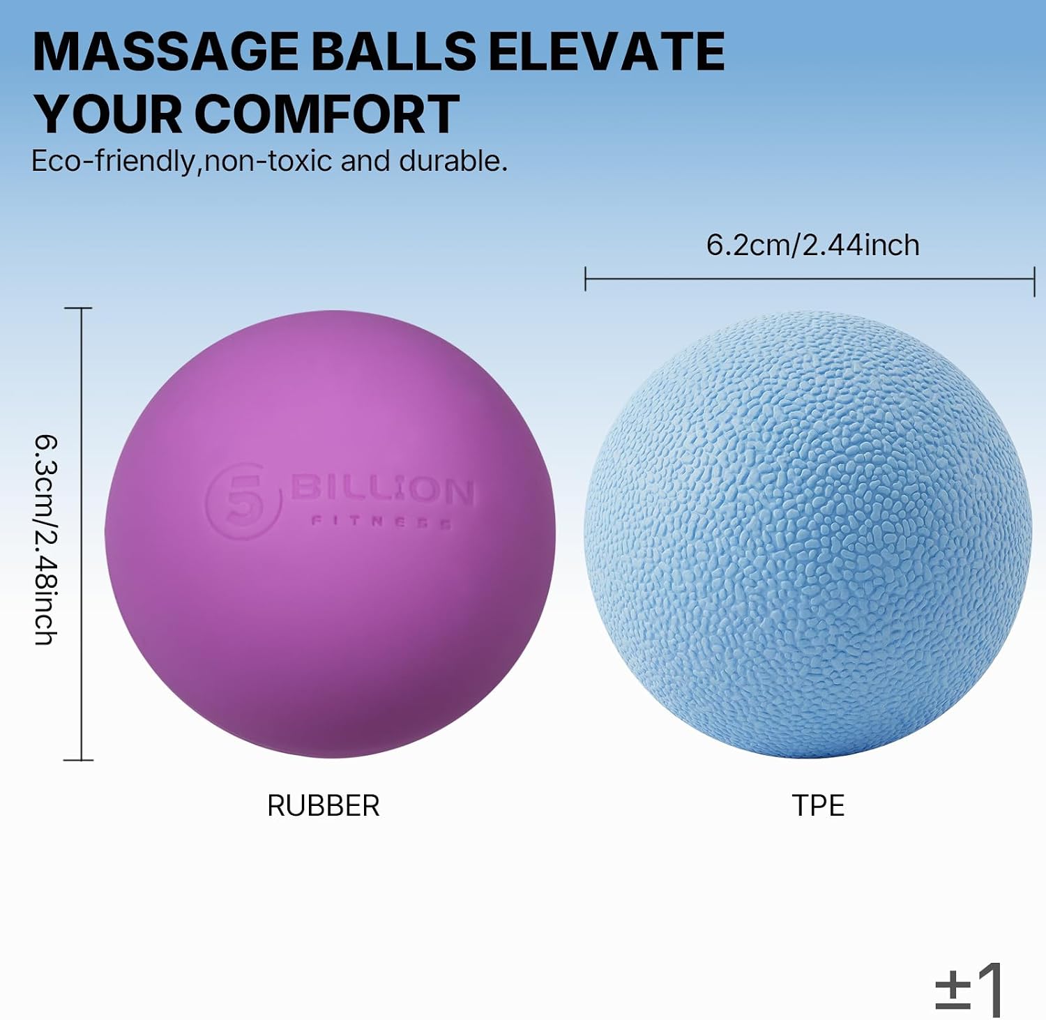 2 Pack Massage Lacrosse Ball Set Deep Tissue Massage Balls for Myofascial Release, Muscle Knot & Trigger Point Therapy - High Density TPE & Natural Rubber for Foot, Back & Shoulder Pain Relief - Image 2