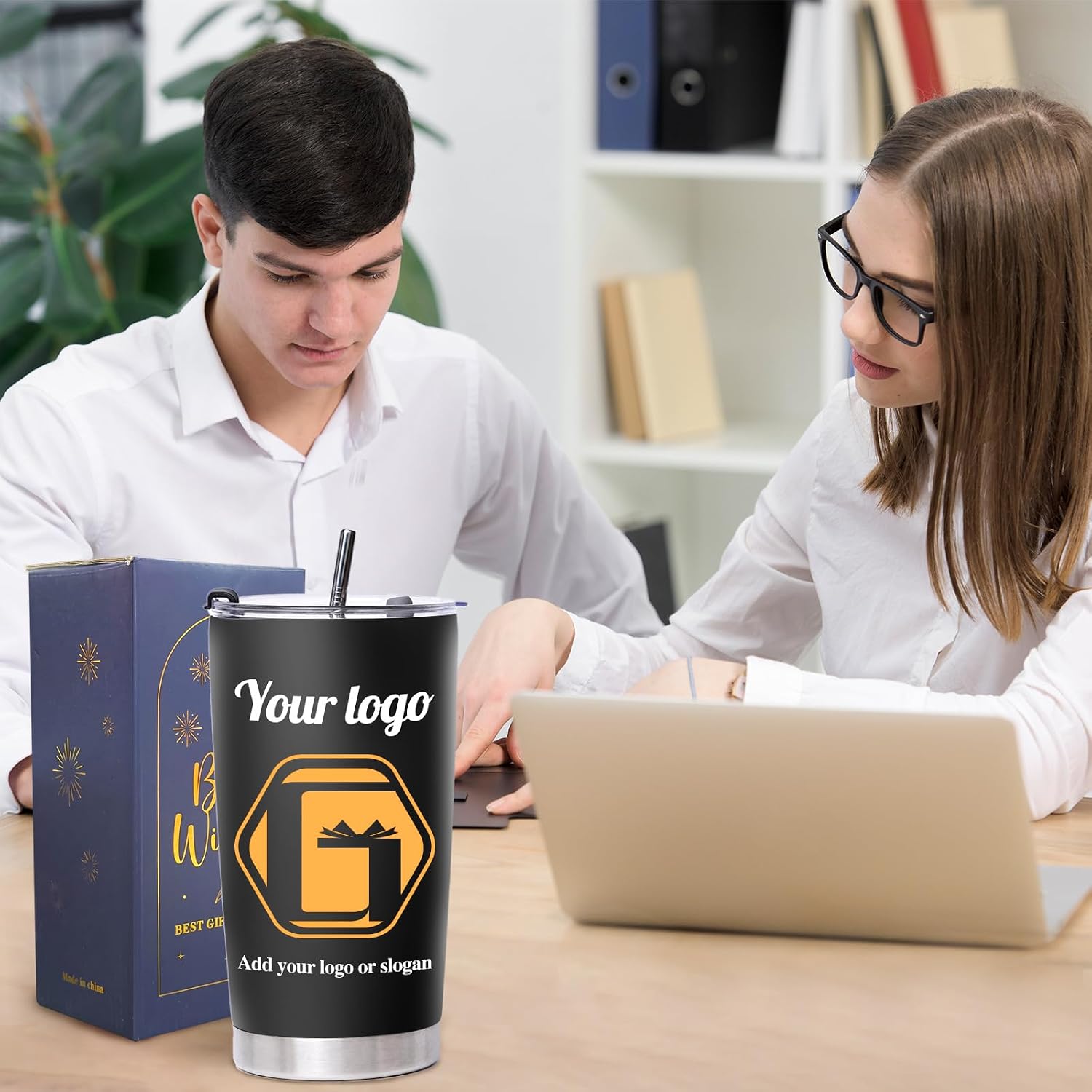 Petalsun Personalized 20oz Coffee Tumbler Bulk with Picture Text Logo Name | Travel Coffee Cup, Employee Appreciation Gift, Customized Retirement Birthday Wedding Gifts for Women Men Enterprise - Image 2