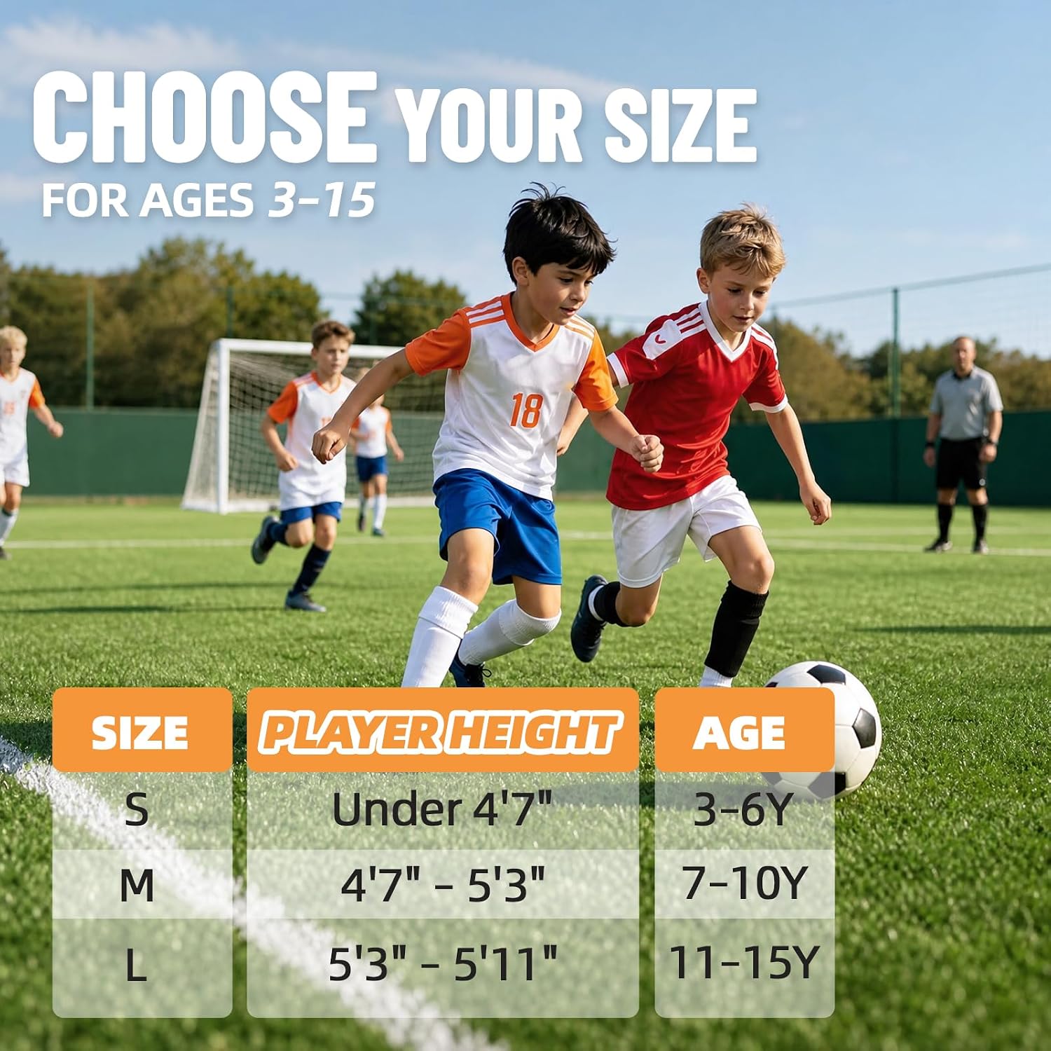 Shin Guard Sleeves 2 Pairs, Soccer Sleeves for Kids & Youth Ages 3-15 - Image 5