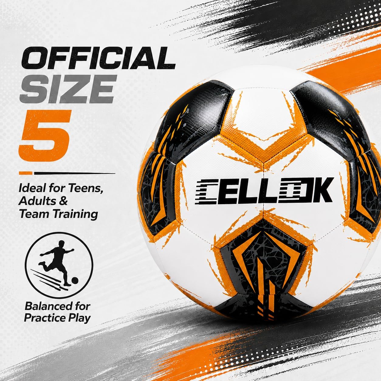 Soccer Ball Size 5 with Pump, Durable Training Ball for Indoor Outdoor Use | Textured cover and reinforced stitching support responsive touch, control and repeated play on grass, turf and courts. - Image 3