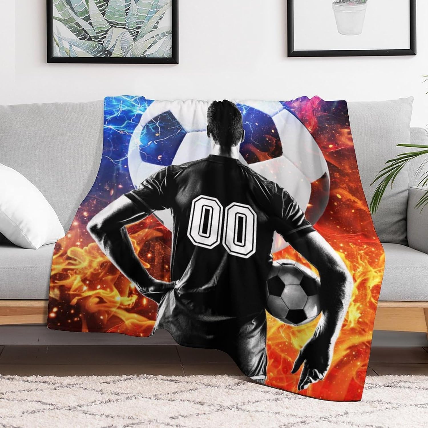 Personalized Soccer Throw Blanket 50"x40" for Kids Girls Boys | Soft, Lightweight, Cozy for All Season Use, Warm Flannel Sports Themed Blankets for Sofa, Lap, Chair - Image 4