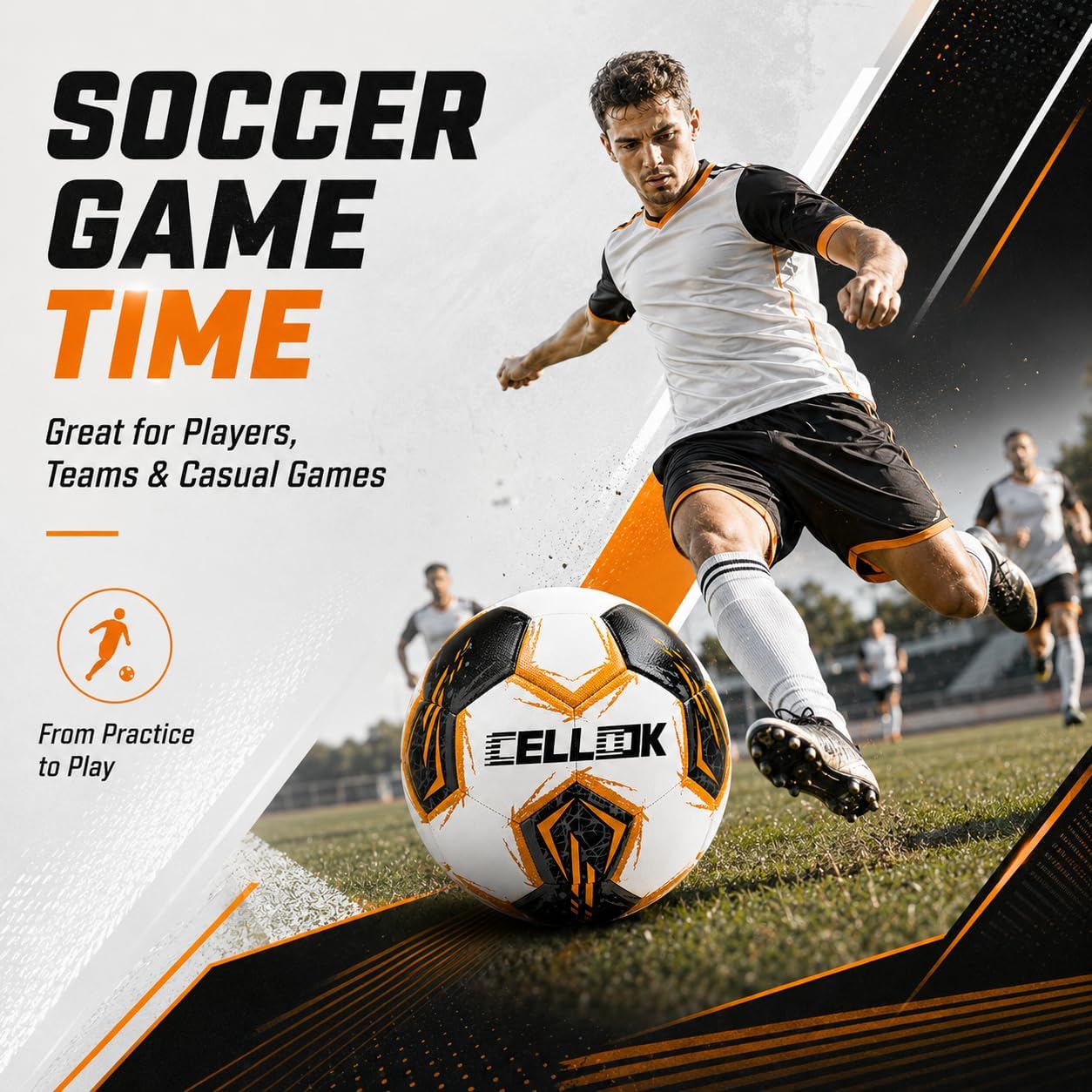 Soccer Ball Size 5 with Pump, Durable Training Ball for Indoor Outdoor Use | Textured cover and reinforced stitching support responsive touch, control and repeated play on grass, turf and courts. - Image 5