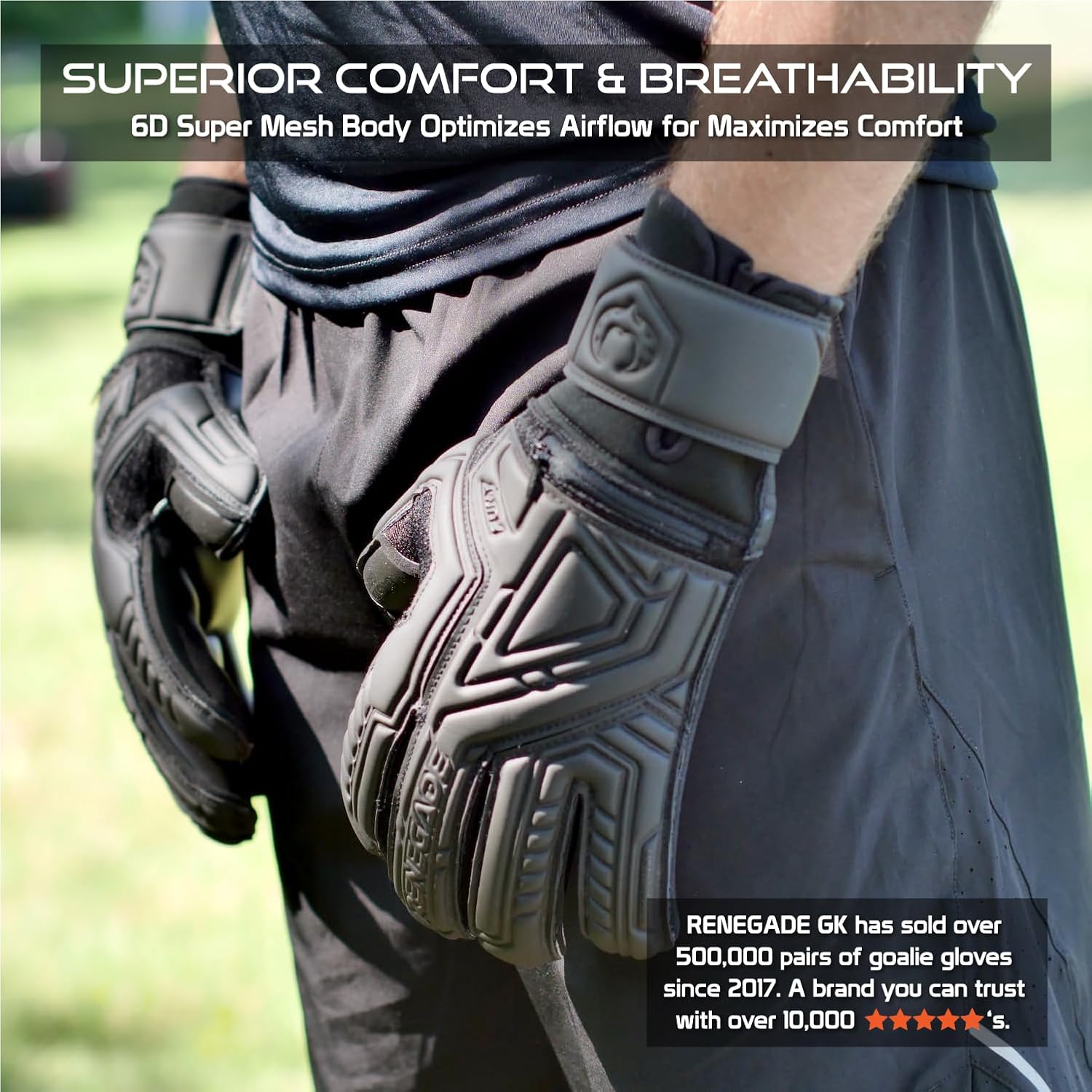 Renegade GK Fury Goalie Gloves with Microbe-Guard - Adult, Youth, Kids (Sizes 6-11) Pro-Tek Fingersaves & 4+3MM Giga Grip | High Performance Pro-Level Goalkeeper Glove | Based in USA - Image 3