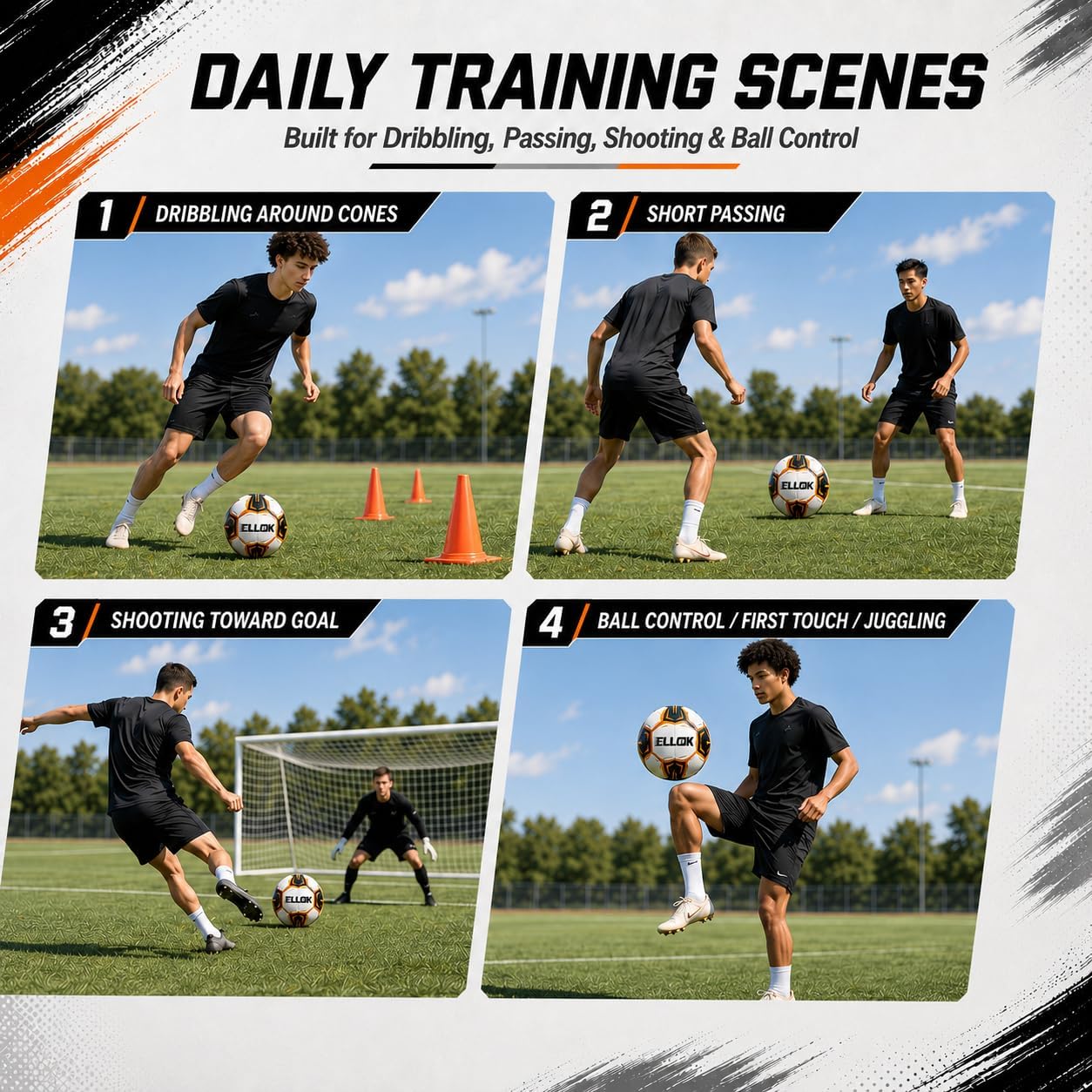 Soccer Ball Size 5 with Pump, Durable Training Ball for Indoor Outdoor Use | Textured cover and reinforced stitching support responsive touch, control and repeated play on grass, turf and courts. - Image 6