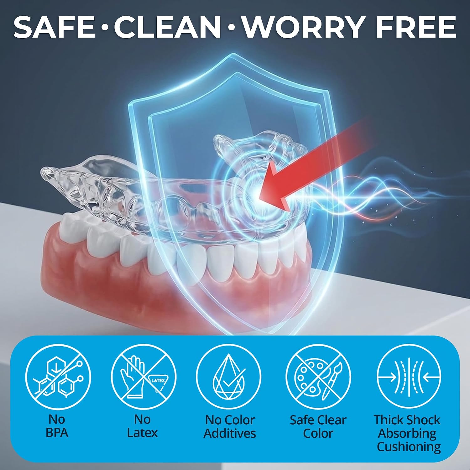 Professional Sport Mouth Guards- 2 Pack - No BPA - Safe Clear Color - No Color Additive - Athletic Teeth Mouth Guards - Fit Any Mouth Size - Custom Fit - Free Carrying case Included - Image 3