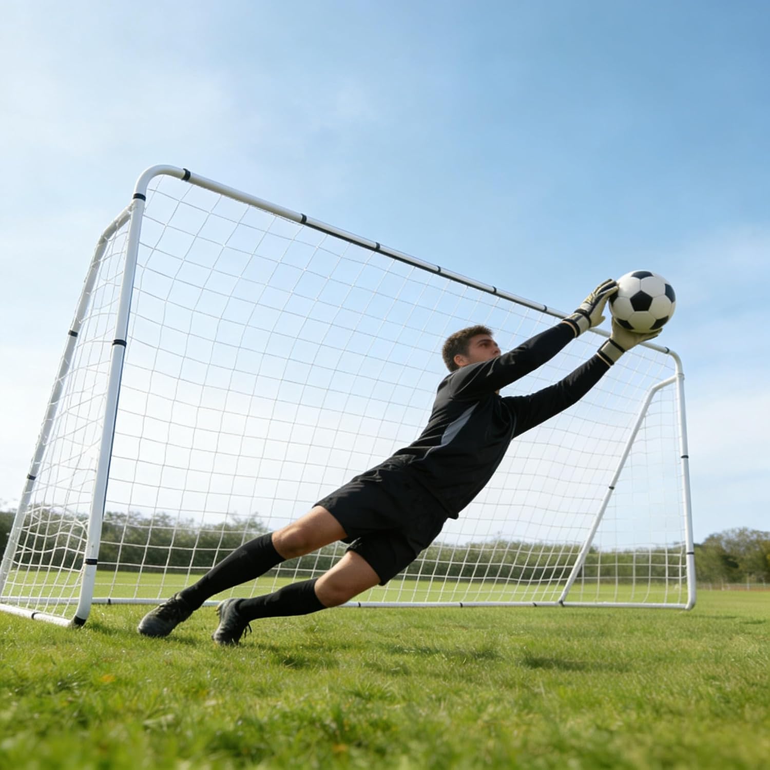 ZENY Portable Soccer Goal, Backyard, Training and Tounament Size | 12x6, 6x4, 24x8 ft Steel Frame Goal, All Weather Net, Indoor Outdoor Backyard Training Soccer Goal for Youth Adults - Image 4