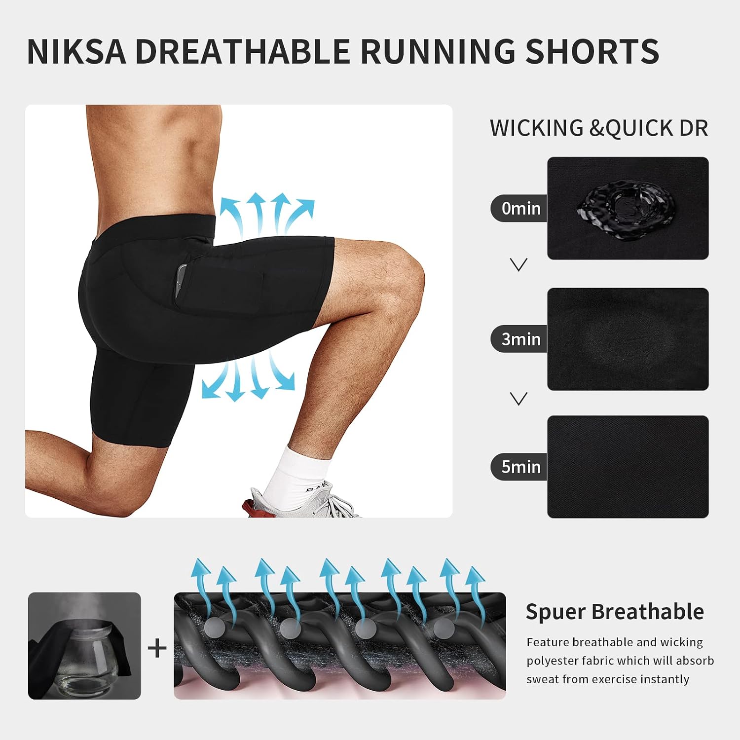 Niksa 1/2/4/5 Pack Compression Shorts Men, Spandex Running Shorts Athletic Workout Sport Performance Baselayer Underwear - Image 5