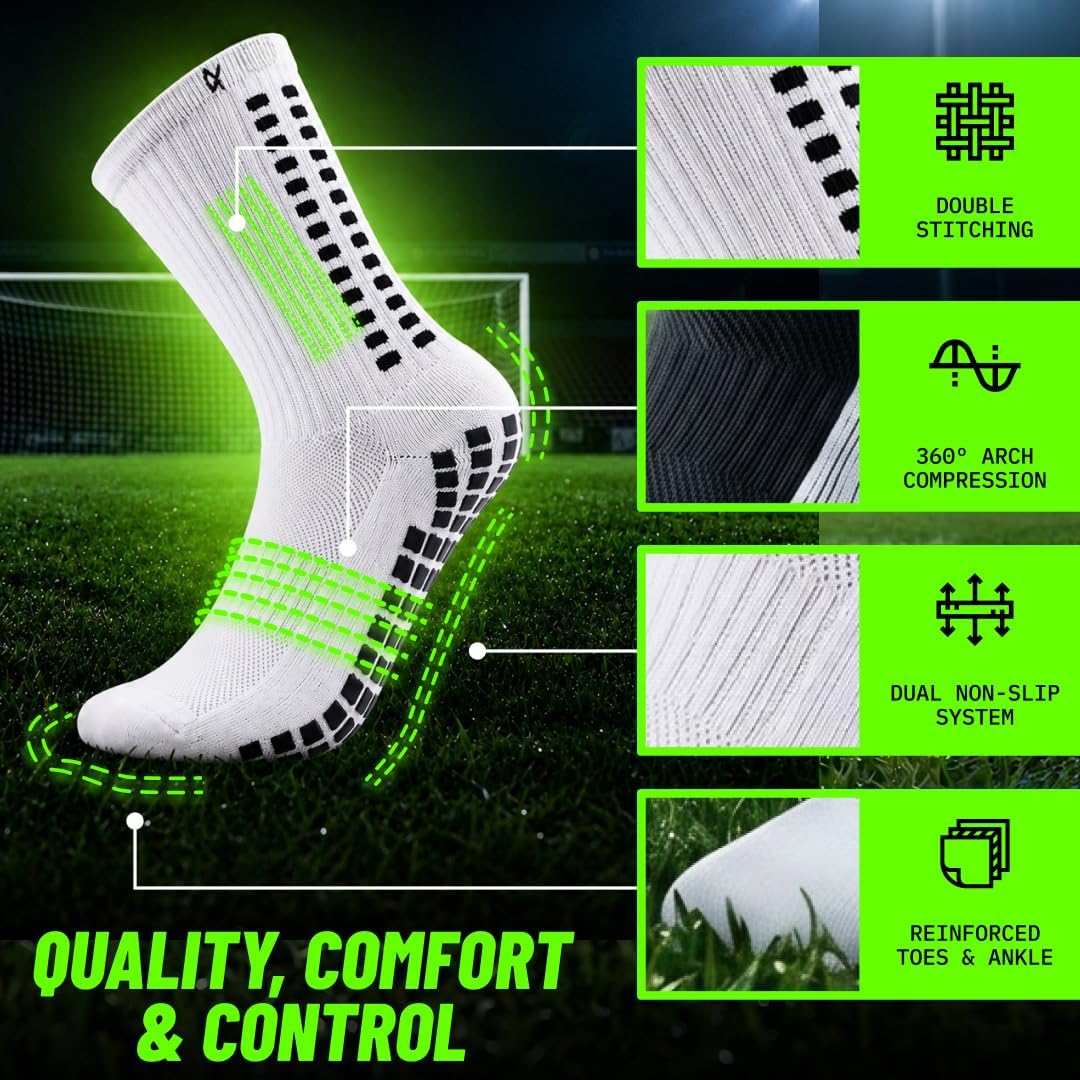 Lux Dual Grip Soccer Socks for Men & Women - DualGrip Engineered for Performance & Comfort - Anti-Slip Grip Socks for Soccer - Image 3