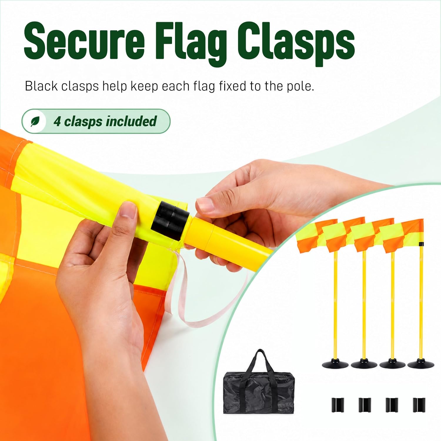 4 Set Soccer Corner Flags, 5 FT Adjustable Poles, Rubber Bases | Speed and Agility Training Equipment, Portable Field Marker Set With Storage Bag for Soccer Practice, Dog and Horse Agility - Image 5