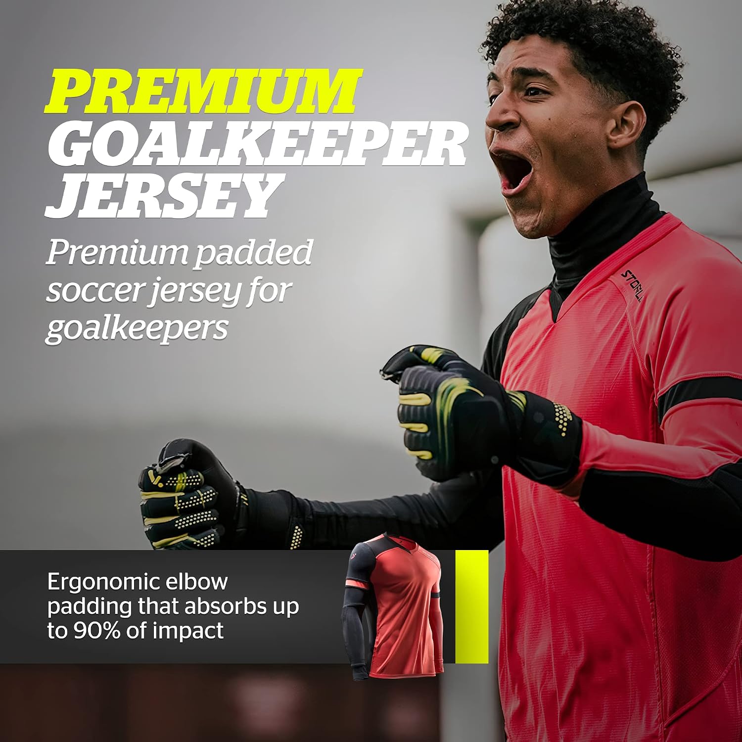 Storelli ExoShield Gladiator Goalkeeper Jersey, High-Impact Protection, Sweat-Wicking, Breathable Athletic Shirt for Soccer - Image 2
