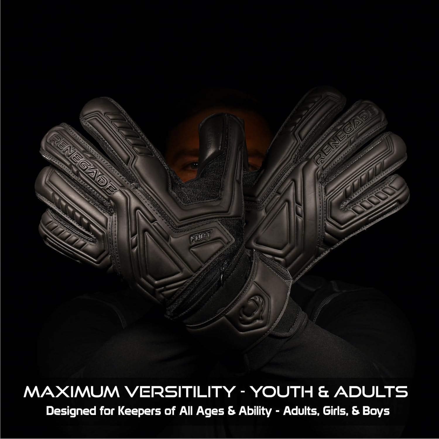 Renegade GK Fury Goalie Gloves with Microbe-Guard - Adult, Youth, Kids (Sizes 6-11) Pro-Tek Fingersaves & 4+3MM Giga Grip | High Performance Pro-Level Goalkeeper Glove | Based in USA - Image 2