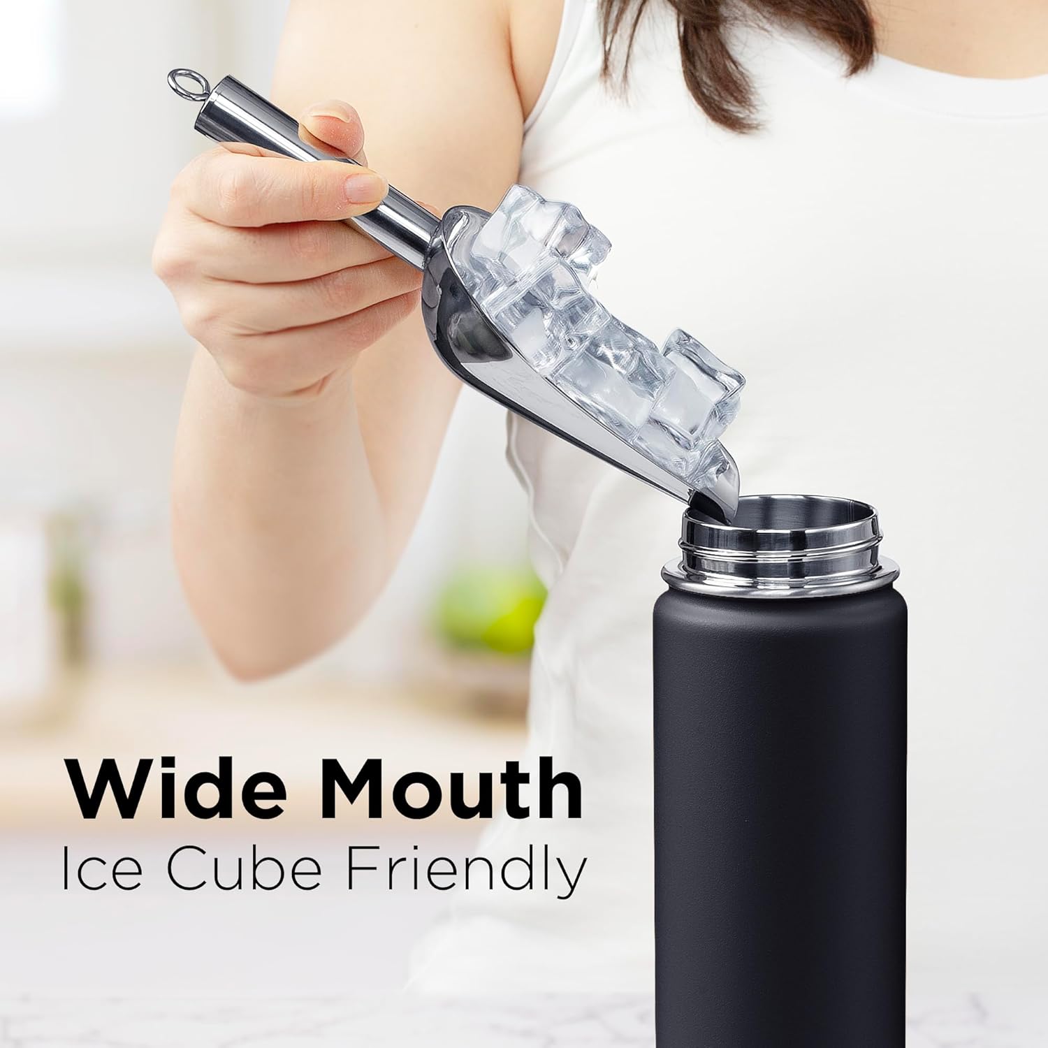 ThermoProof Insulated Water Bottle – Stainless Steel, Wide Mouth, Flip & Spout Lids, Leakproof, Dishwasher Safe, Reusable – Keeps Drinks Hot or Cold – for Adults & Kids – 18oz, Black - Image 8