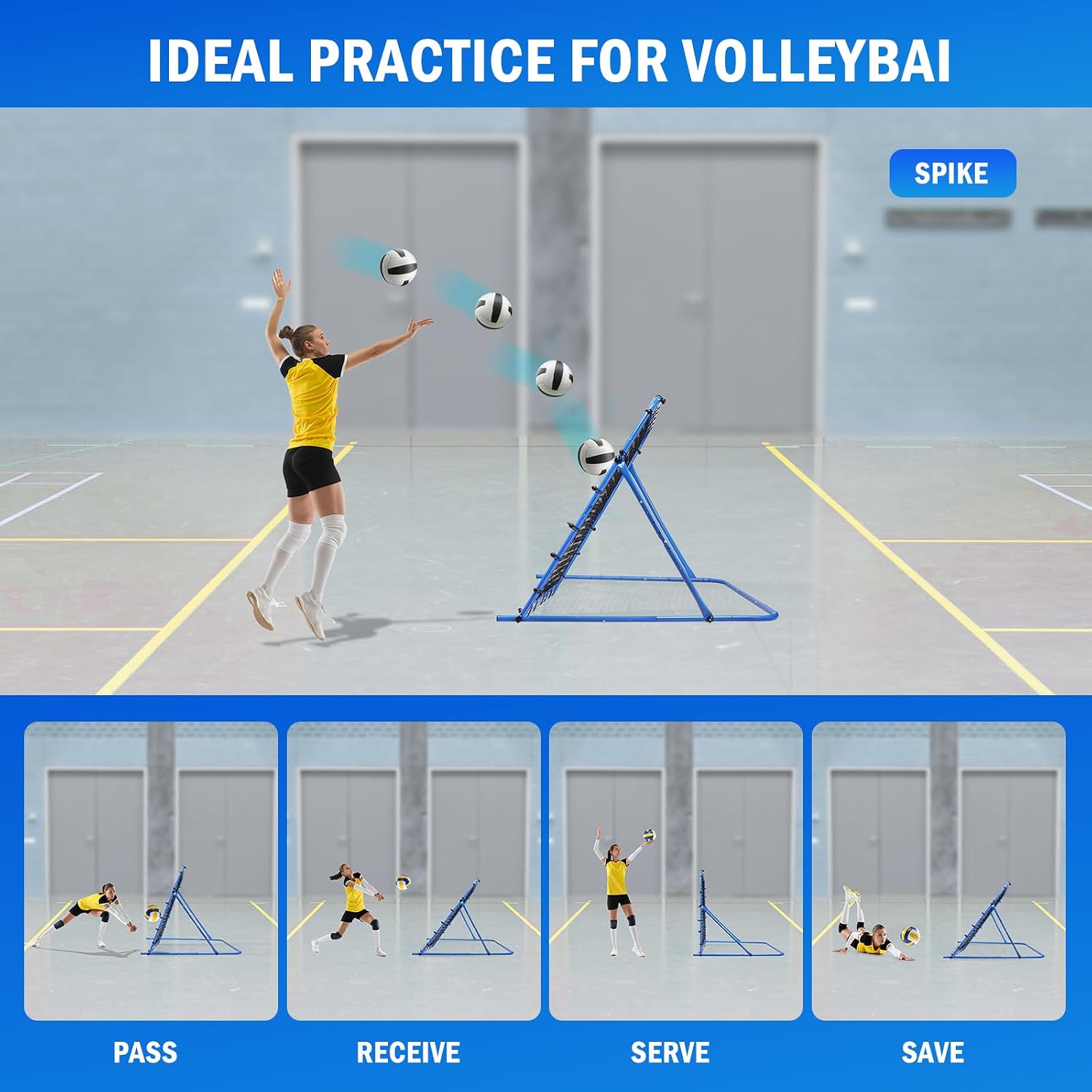 Soccer Baseball Rebounder Soccer Goal Net, Volleyball Rebound Pitchback Net | Quick Switch Angle Soccer Softball Training for Ball Control, Passing, Bounce Back Practice, Easy Setup Lacrosse Soccer Gifts - Image 4