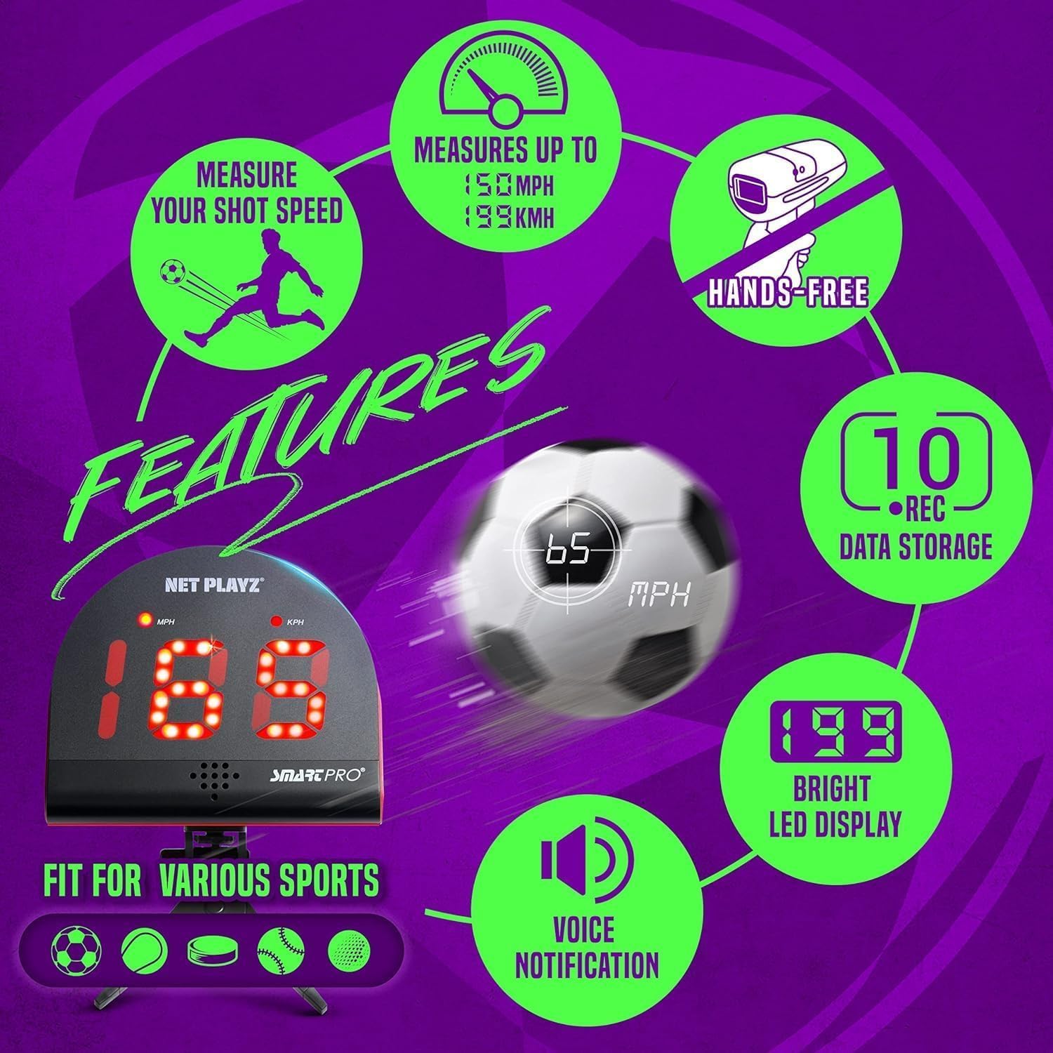 Soccer Gfits Training Equipment & Gear - Radars, Speed Sensors (Hands-Free) Radar Guns, Shooting Speed Guns for Soccer Players - Image 4
