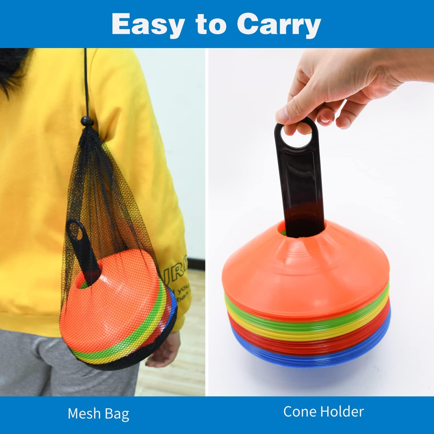 25/50/100pcs Disc Cones, Agility Soccer Cones with Carry Bag and Holder | for Sports Training, Football, Soccer, Basketball, Coaching, Practice Equipment - Image 4