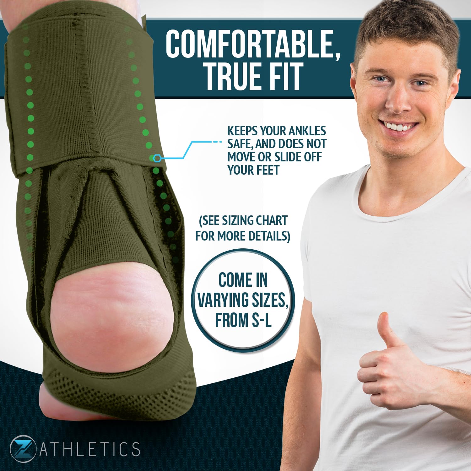 Ankle Brace for Women & Men - Lace Up Adjustable Support with Side Stabilizers for Sprained Ankle, Achilles Tendonitis Relief | Basketball, Volleyball, Running & Sports Recovery - Image 3