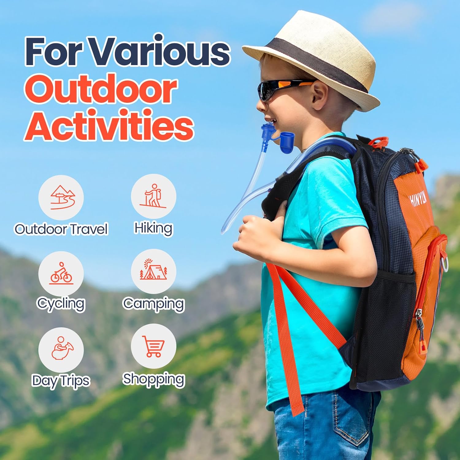 Shinylin Kids Hydration Backpack with 1.5L Water Bladder Hiking Backpack Lightweight for Boys or Girls Children Biking Climbing Running Cycling - Image 6